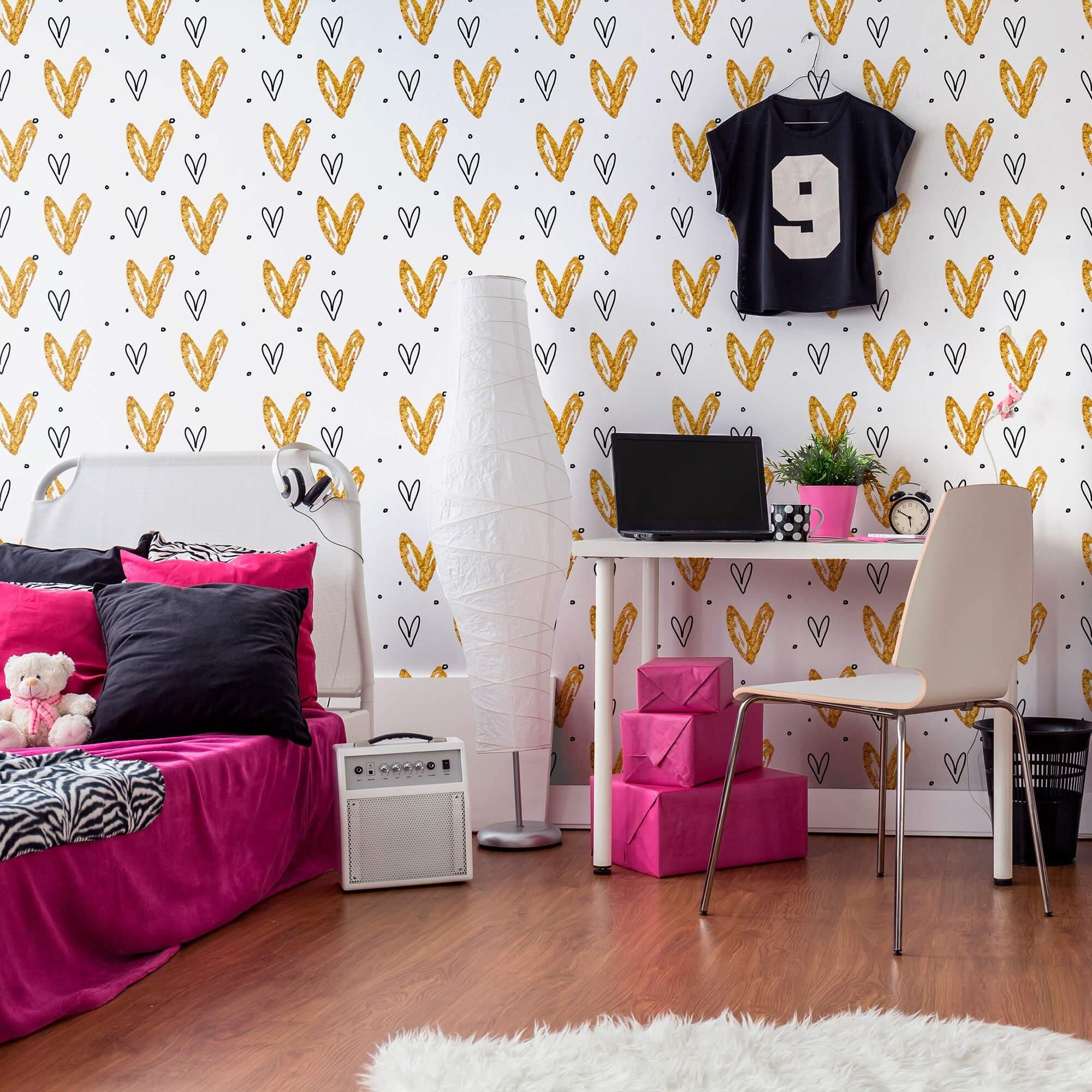 White and Yellow Teens Peel and Stick Removable Wallpaper 5135 - Self-Adhesive Decorative Wall Covering for Bedroom, Dorm, Nursery & Home Decor