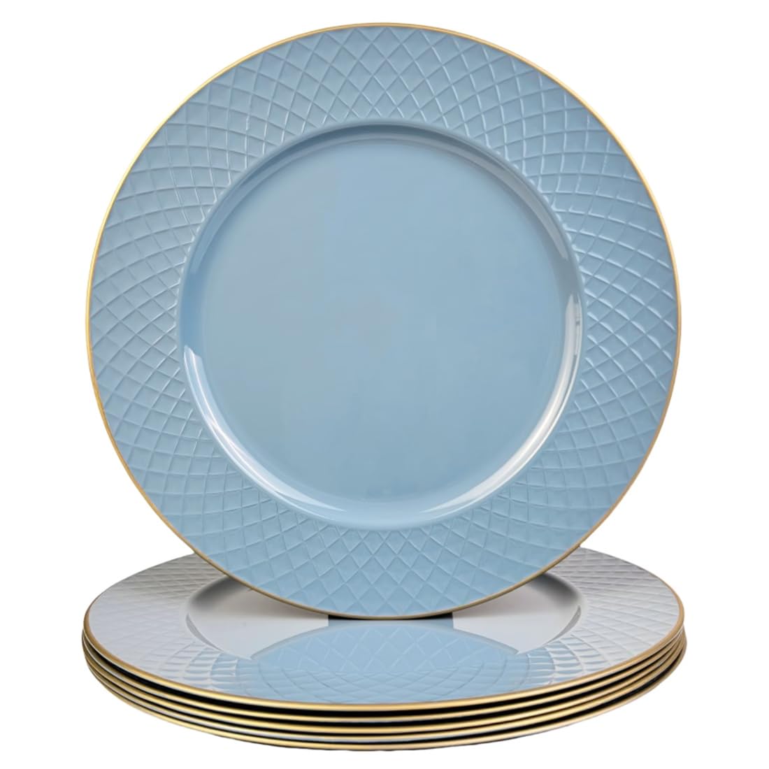 13 Inch Light Blue Plastic Charger Plates - Set of 6 Round Dinner Plate Chargers for Party Decor, Wedding Table Setting, Holiday Celebration & Formal Dining