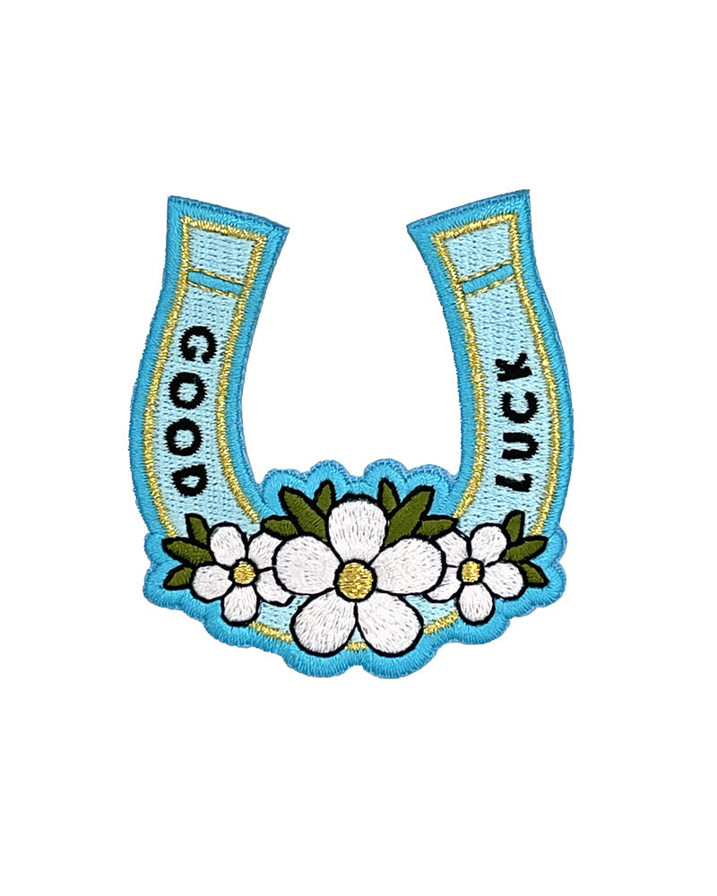 Good Luck Horseshoe Flowers Patch - Embroidered Iron-On Applique for Clothing & Accessories - Perfect for DIY Crafts, Home Decor, and Gifts