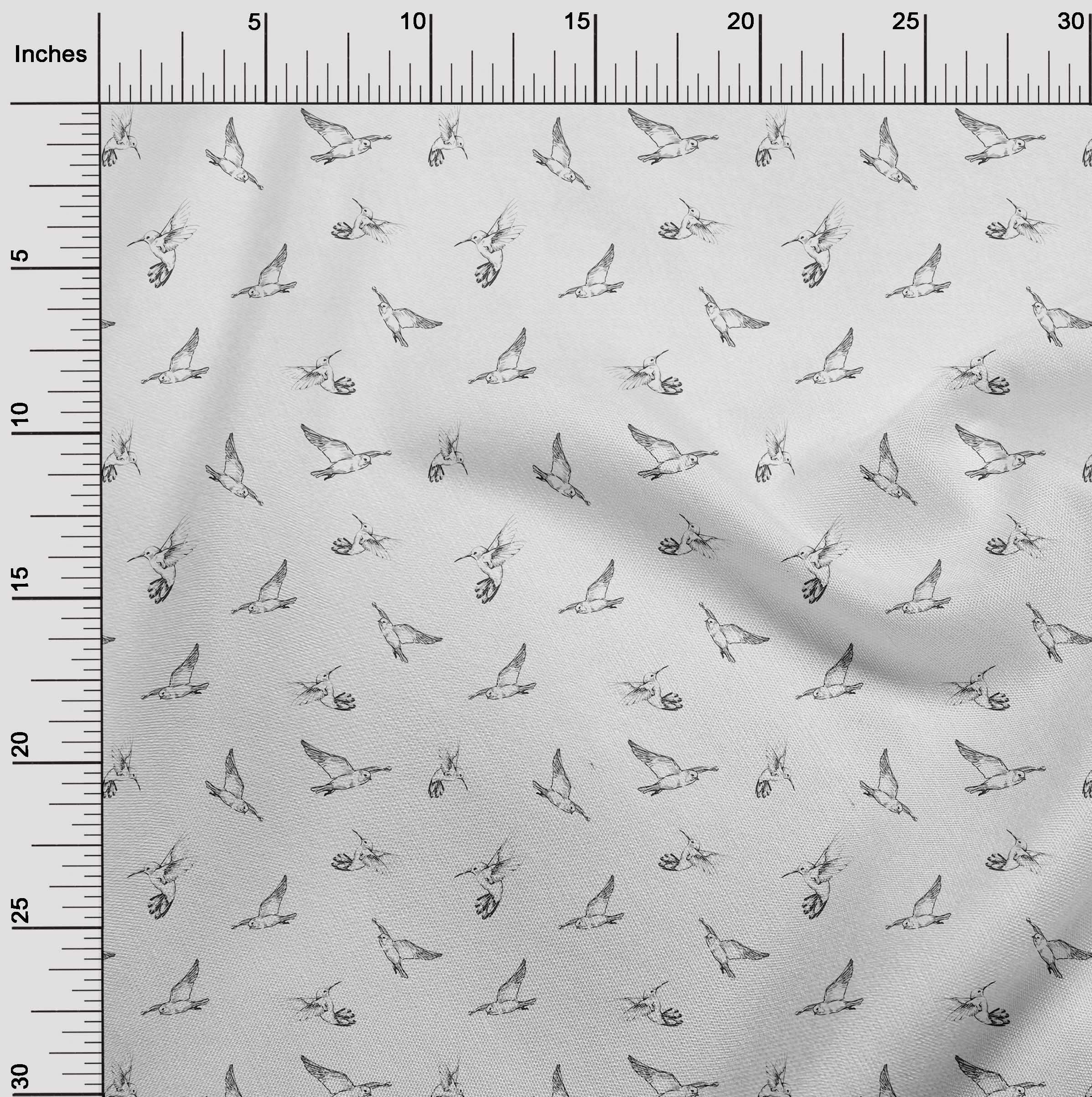 Premium Rayon Gray Fabric for Bird Print DIY Clothing & Sewing - 56 Inch Wide by The Yard - Perfect for Dresses, Skirts, and Home Decor Projects
