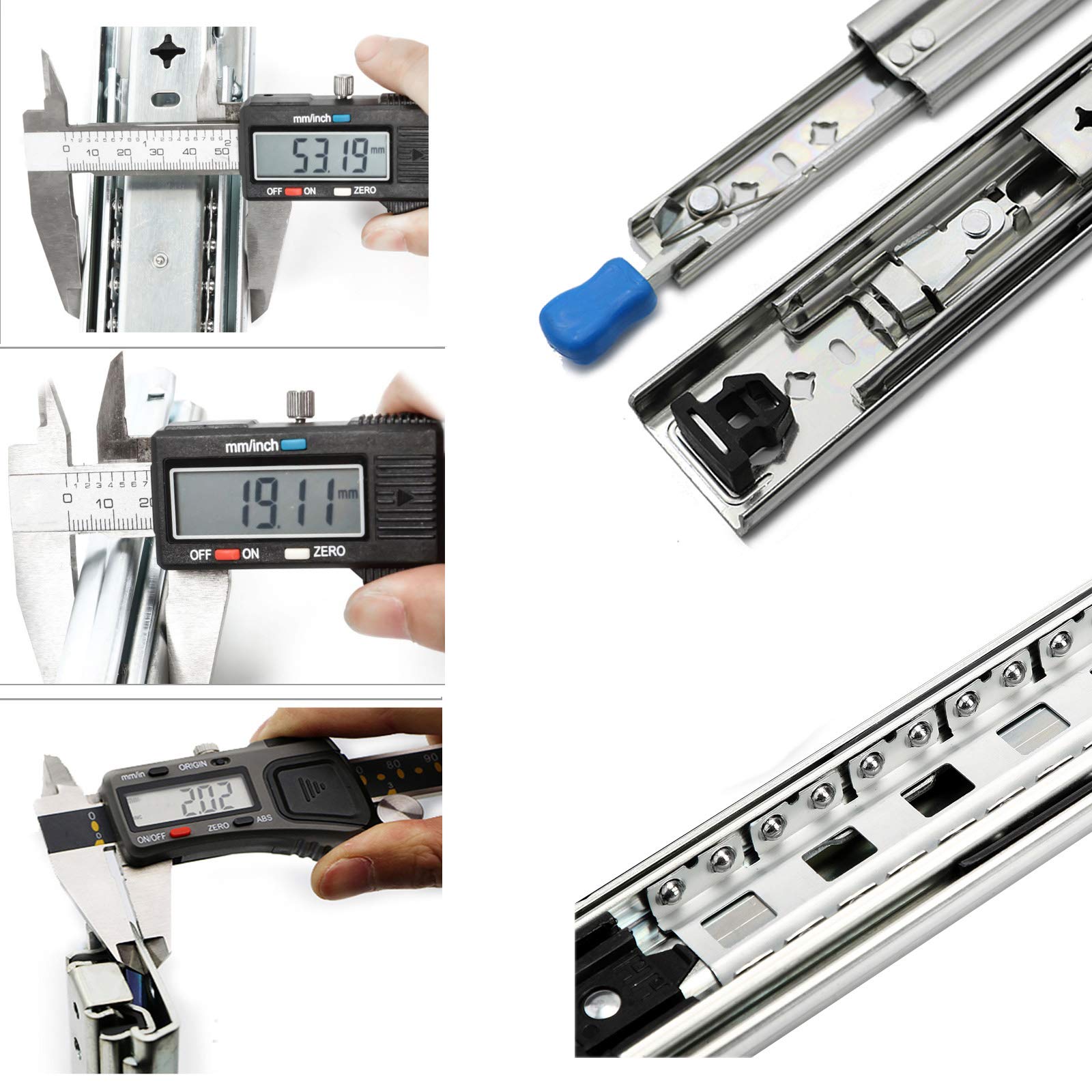 Heavy Duty Ball Bearing Drawer Slides - Full Extension 242 lbs Capacity (1 Pair) - Easy Install for Cabinets, Dressers, Toolboxes & Workshop Furniture