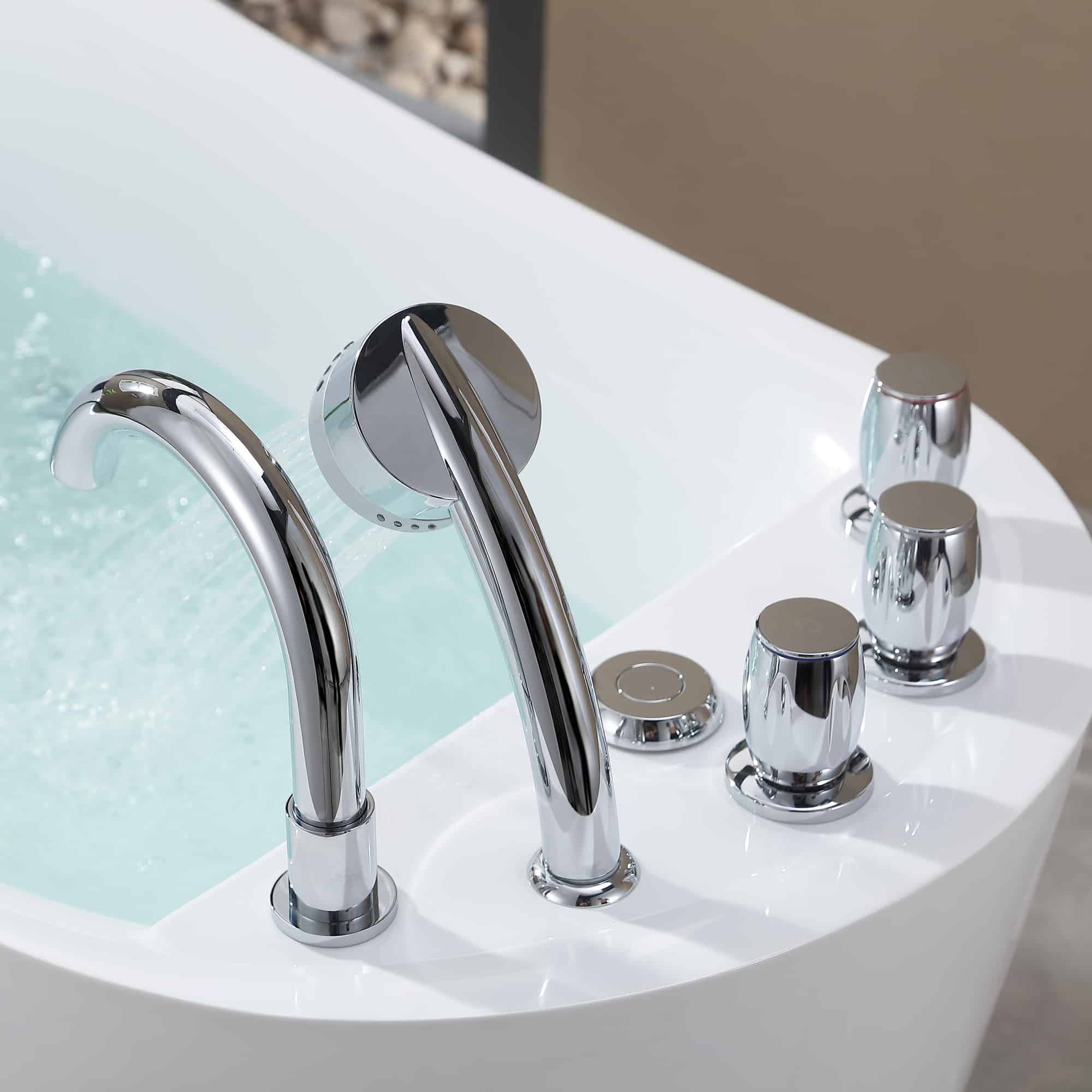 Empava 59-Inch Freestanding Acrylic Whirlpool Bathtub with Reversible Drain - Oval Design for Luxury Bathroom & Spa Relaxation