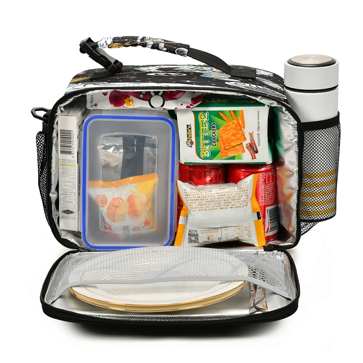 Insulated Lunch Bag with Adjustable Shoulder Strap - Astronaut & Moon Design for Women & Men - Perfect for Work, Office, School & Picnic - Keep Food Fresh & Cool All Day
