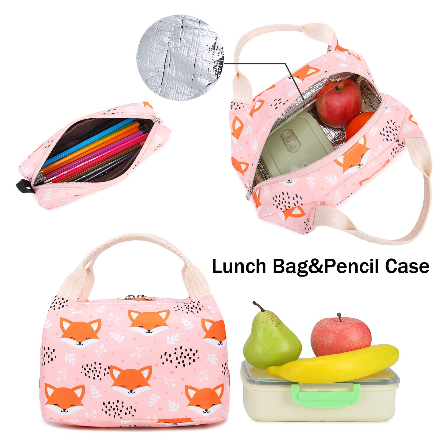 Soekidy Girls Backpack for School - Cute Fox & Unicorn Design, Lightweight Kids Bookbag for Preschool & Elementary Students - Perfect for Daily Use, Travel & Outdoor Adventures