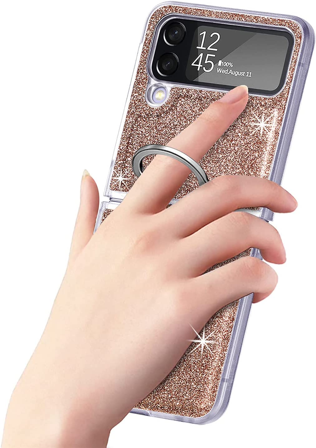 Luxury Glitter Shiny PU Leather Gold Case for Samsung Galaxy Z Flip 4 - Elegant Protection with Glamorous Style | Perfect for Parties, Events & Everyday Use
