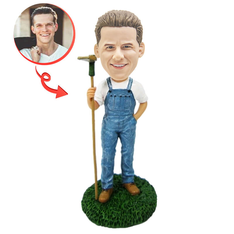 Custom Male Gardener Bobblehead - Personalized Garden Lover Figurine | Perfect Gift for Gardeners, Birthday, Father's Day & Home Decor