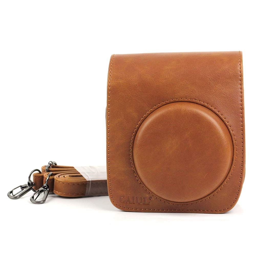 Premium PU Leather Camera Case for FUJIFILM Instax Mini 90 - Adjustable Shoulder Strap, Durable Brown Protective Bag - Perfect for Travel, Photography & Everyday Use