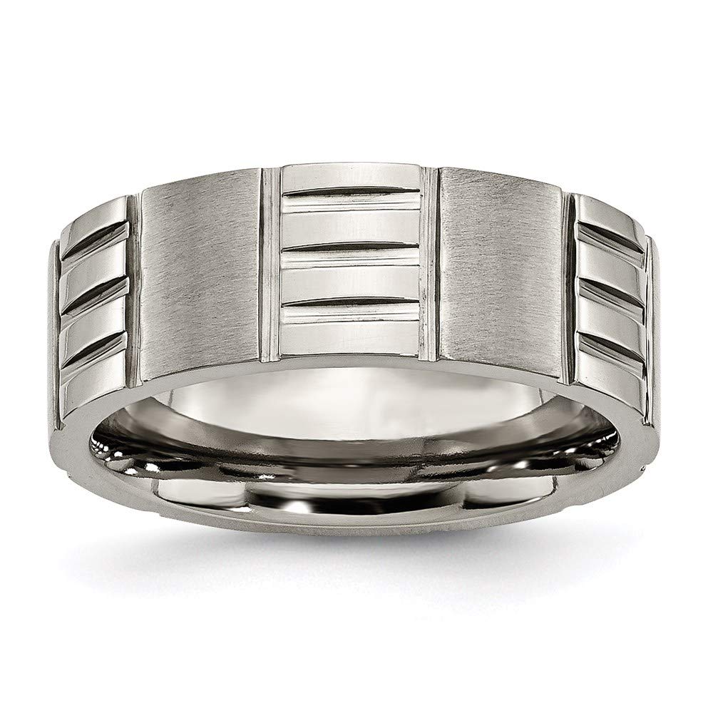 8mm Titanium Notched Satin & Bridal Engagement Wedding Band Ring for Women - Durable & Hypoallergenic Fine Jewelry Gift for Her - Perfect for Proposals, Anniversaries & Everyday Wear