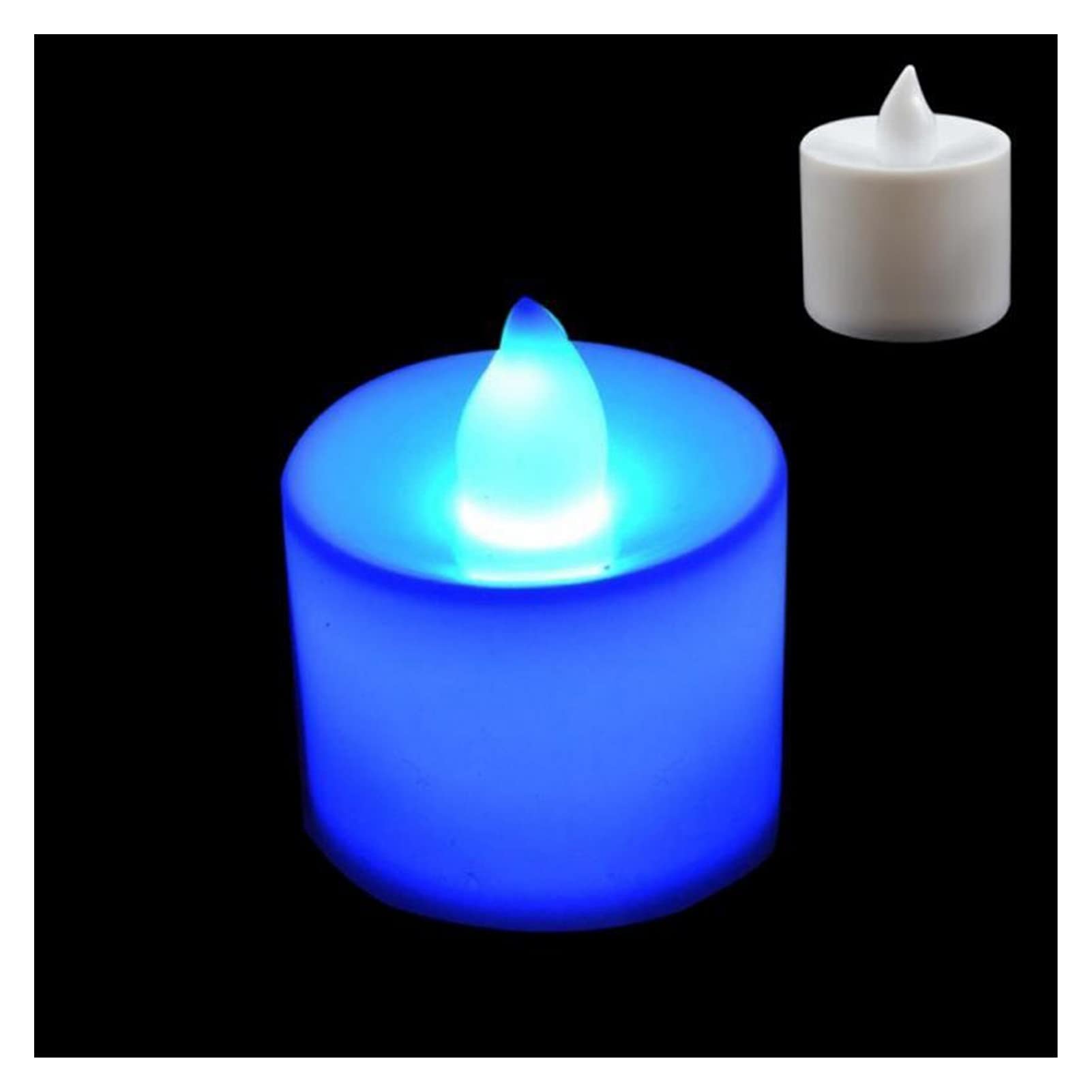 HSHHJSH Flameless LED Tea Light Candles - 12 Pack Multicolor Battery Operated LED Candles with Realistic Flickering Flame Effect for Home Decor, Wedding Centerpieces, Birthday Parties & Romantic Dinners (Blue)