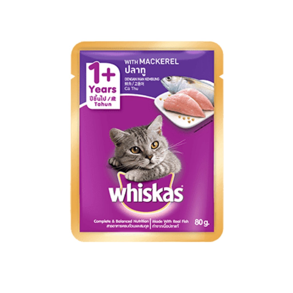 Whiskas Tasty Mix Wet Cat Food Pouches with Real Chicken & Beef - Grain Free, High Protein Wet Cat Food for Adult Cats - Perfect for Mealtime, Travel & Treats