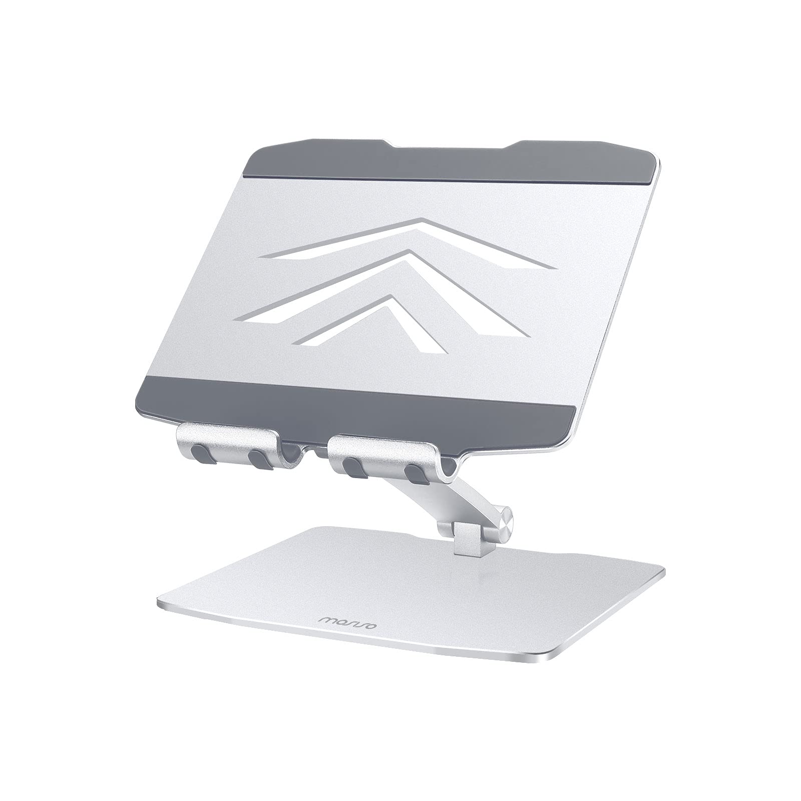 Adjustable Aluminum Tablet Stand Holder for iPad Pro/Air/Mini, Phones, Nintendo Switch & Kindle - Foldable Desktop Phone Stand Compatible with Samsung Galaxy Tabs - Perfect for Work, Study & Watching Videos (Silver)
