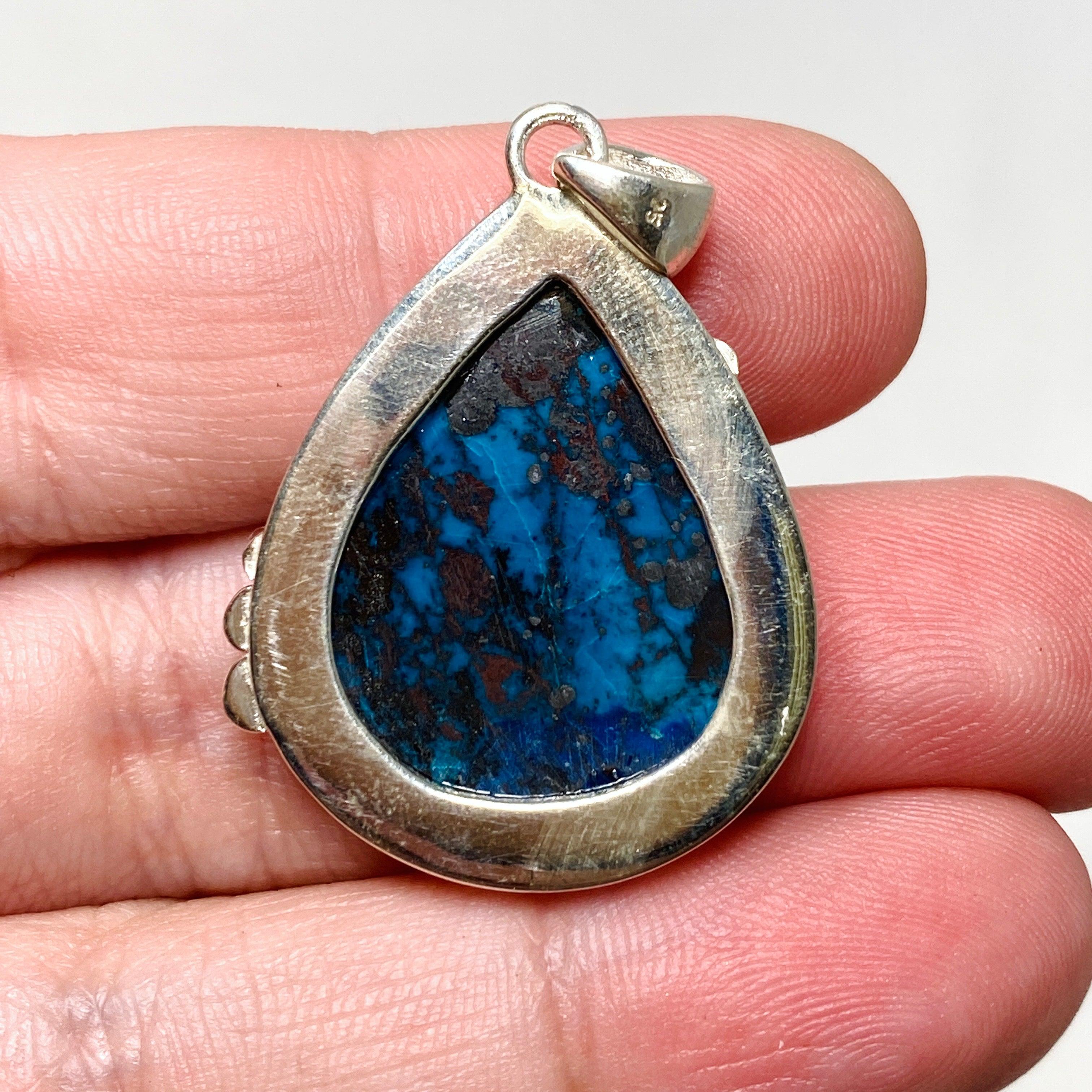 Shattuckite with Cuprite Teardrop Pendant Necklace - Handcrafted Gemstone Jewelry KPGJ4429 | Spiritual Healing, Meditation & Boho Fashion Accessory
