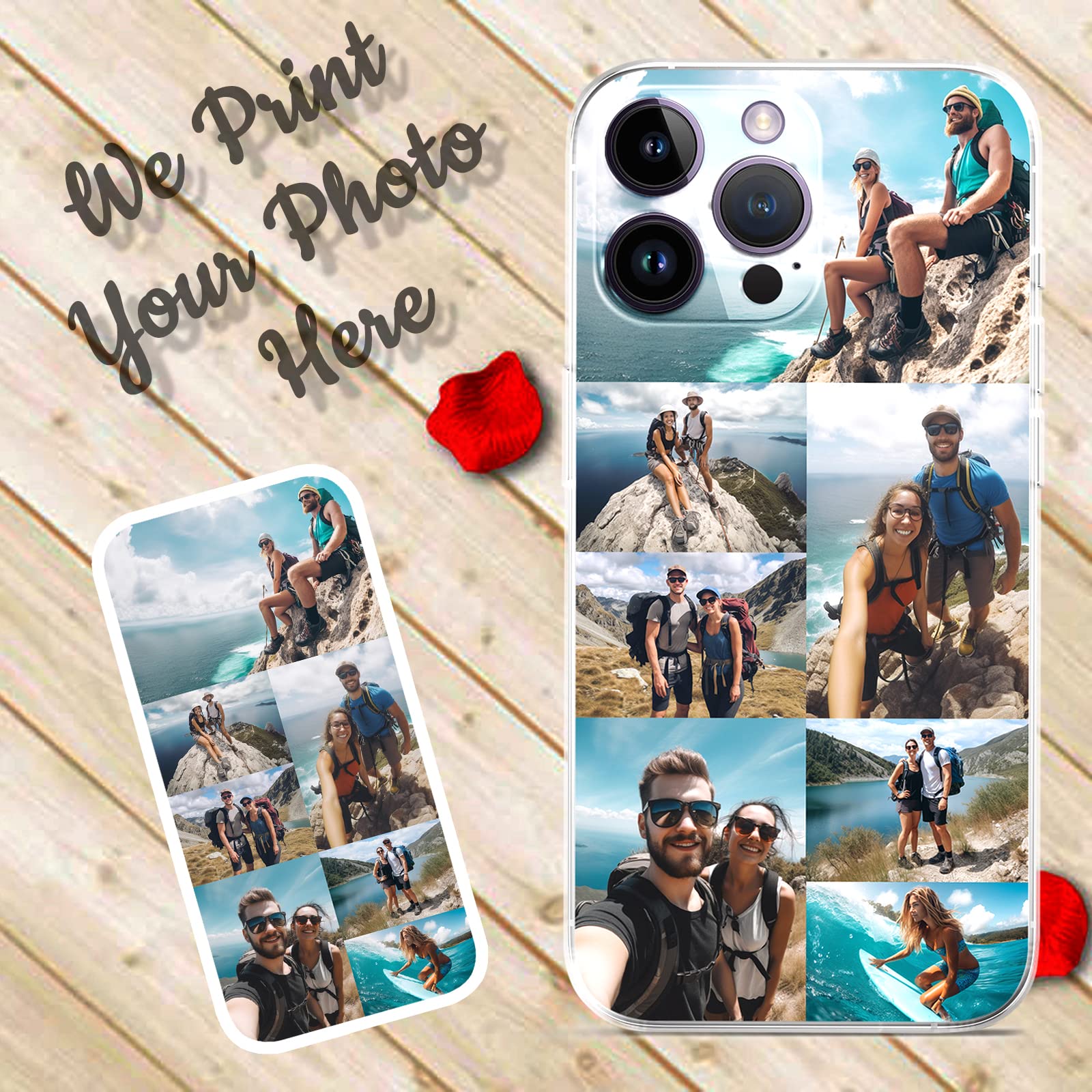 Custom Personalized iPhone 16 15 14 13 12 11 Pro Max Mini Plus XR X Phone Case - Unique Design, Shockproof Protection - Perfect Birthday Gift for Friends & Family (Upload 7 Photos) - Great for Daily Use, Travel, and Special Occasions