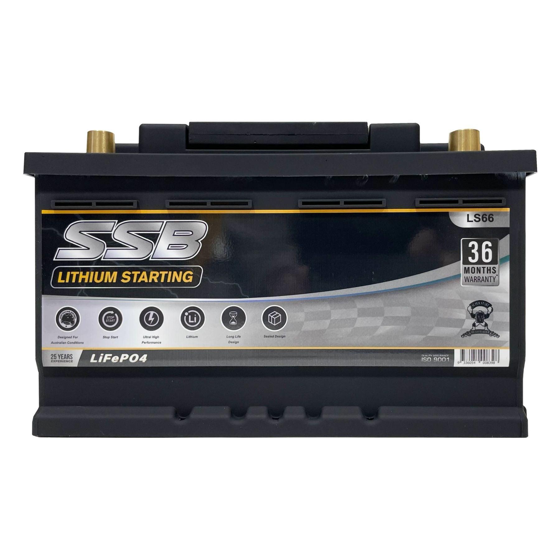 SSB LS66 12V 60Ah 1400CCA Lithium Starting Battery - High Performance Replacement for Cars, Trucks & Marine Vehicles - Perfect for Cold Weather Starts & Heavy-Duty Applications