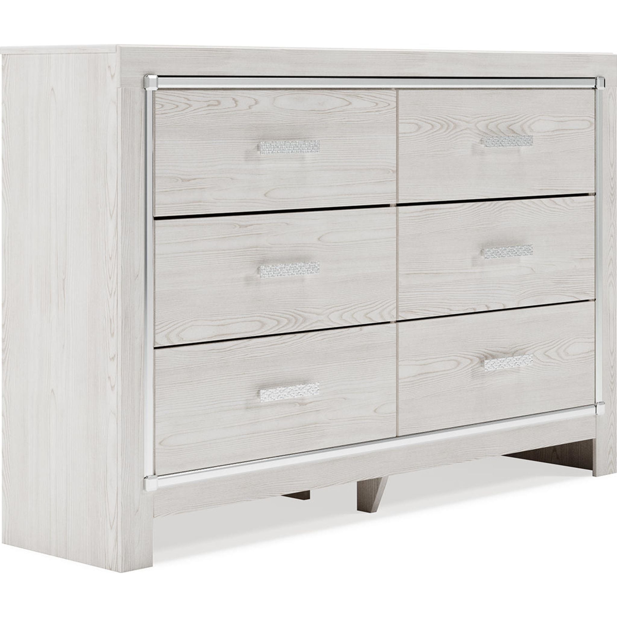 Altyra White Dresser - Modern 6-Drawer Chest for Bedroom, Living Room & Office Storage | Solid Wood Furniture with Smooth Gliding Drawers