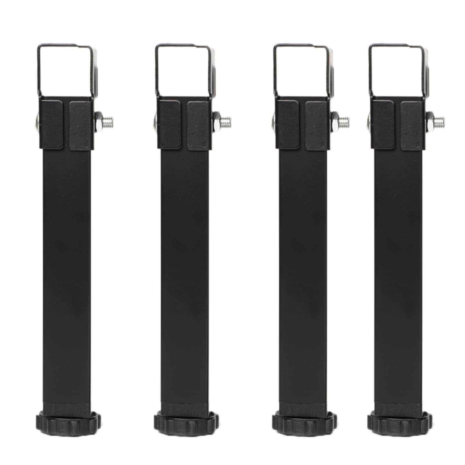 XUNFAKE Set of 4 Adjustable Black Steel Furniture Legs - 7.84in/19cm Height - Heavy Duty Cold Rolled Metal Legs with Mounting Hardware - Perfect for Office Nightstands, Coffee Tables & DIY Furniture Projects