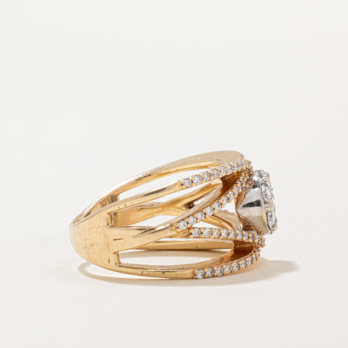 0.82ctw Diamond Crossover Ring for Women - Size 7.75 | Elegant Stackable Wedding Band, Anniversary Gift | Perfect for Bridal Jewelry, Date Nights & Special Occasions