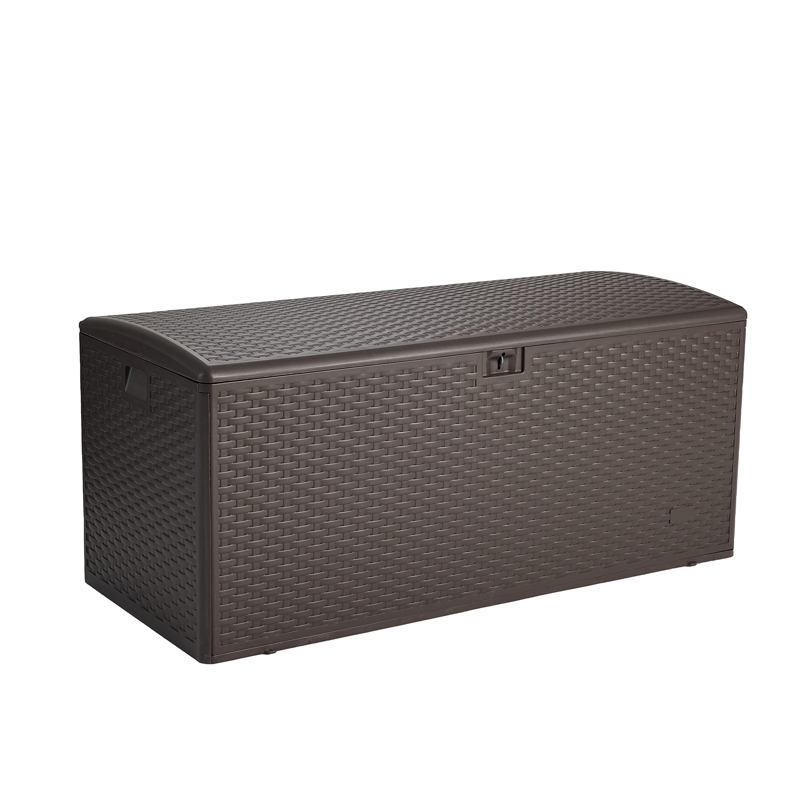 Amazon Basics 150 Gallon Outdoor Patio Storage Deck Box - Waterproof & Weather-Resistant for Furniture Cushions, Garden Tools - Brown - Perfect for Backyard, Deck, and Poolside Storage