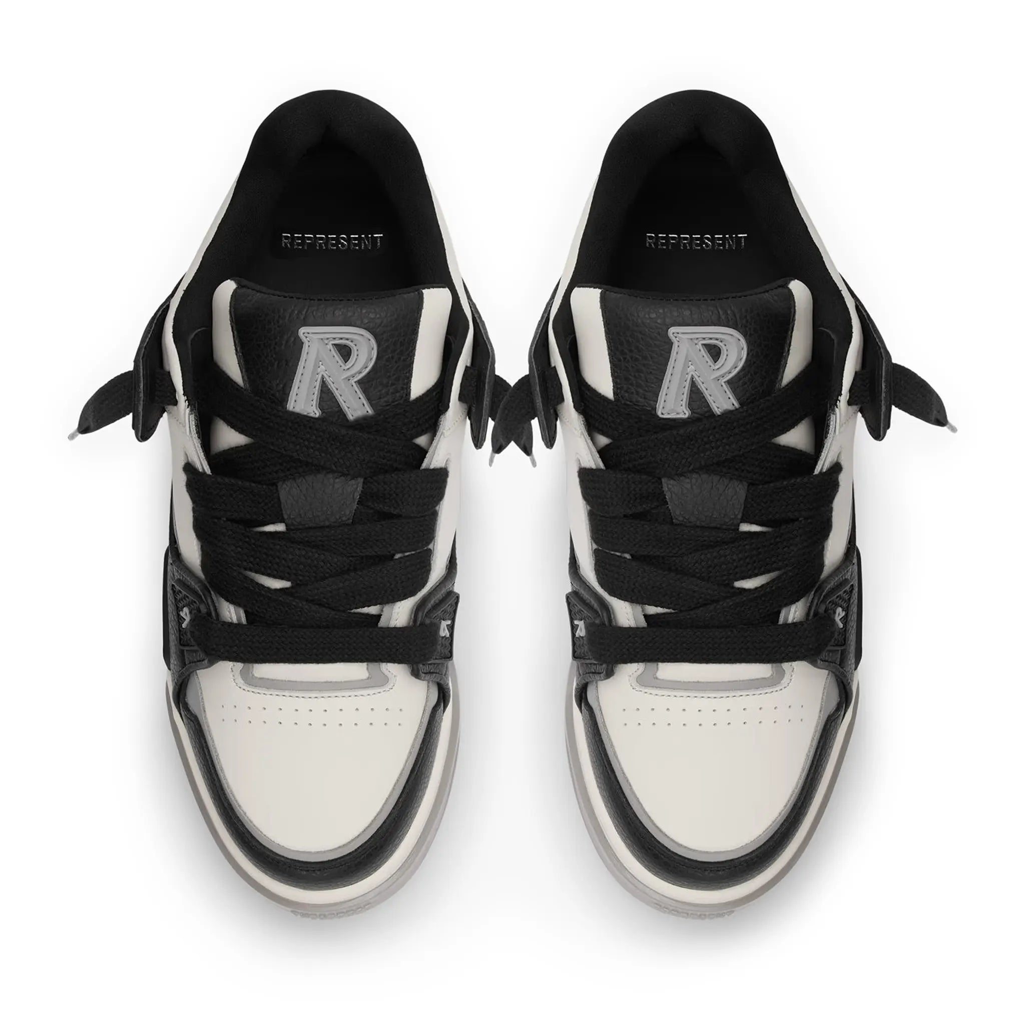 Represent Studio Black Vintage White Sneakers - Classic Retro Style for Men & Women | Perfect for Casual Wear, Street Fashion & Everyday Outfits