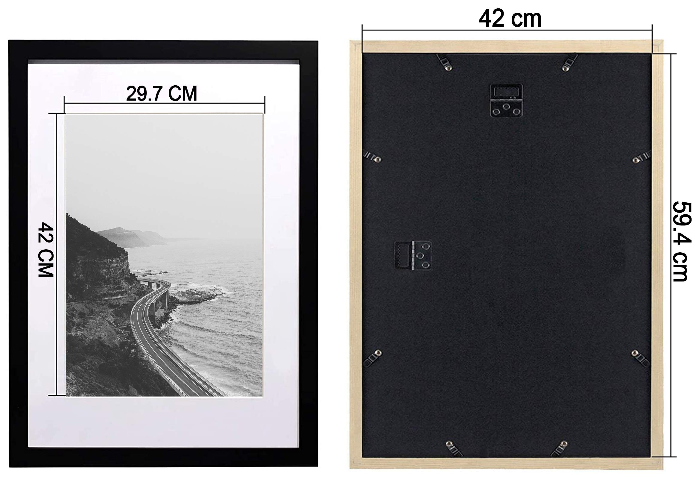 Premium Solid Wood A2 Poster Frame - Black Picture Frame with Mount for A3 Photos | Wall Art Display for Home, Office & Gallery Decor