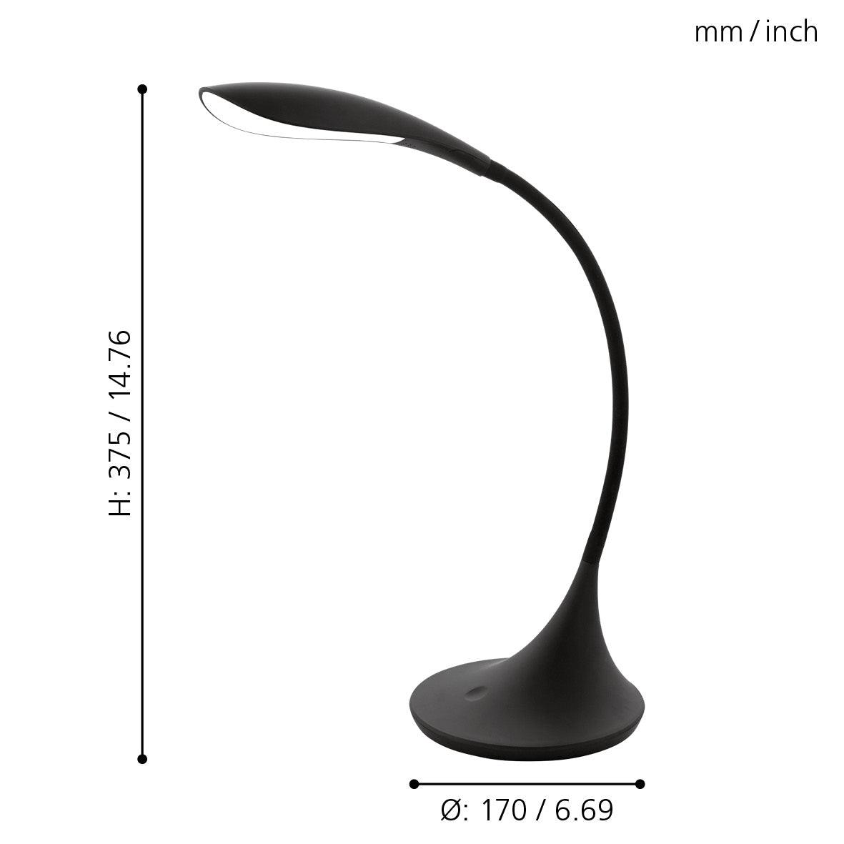 Eglo Dambera Black Flexible LED Lamp - Adjustable Modern Lighting for Home, Office, and Bedroom Decor - Perfect for Reading, Task Lighting, and Ambient Illumination