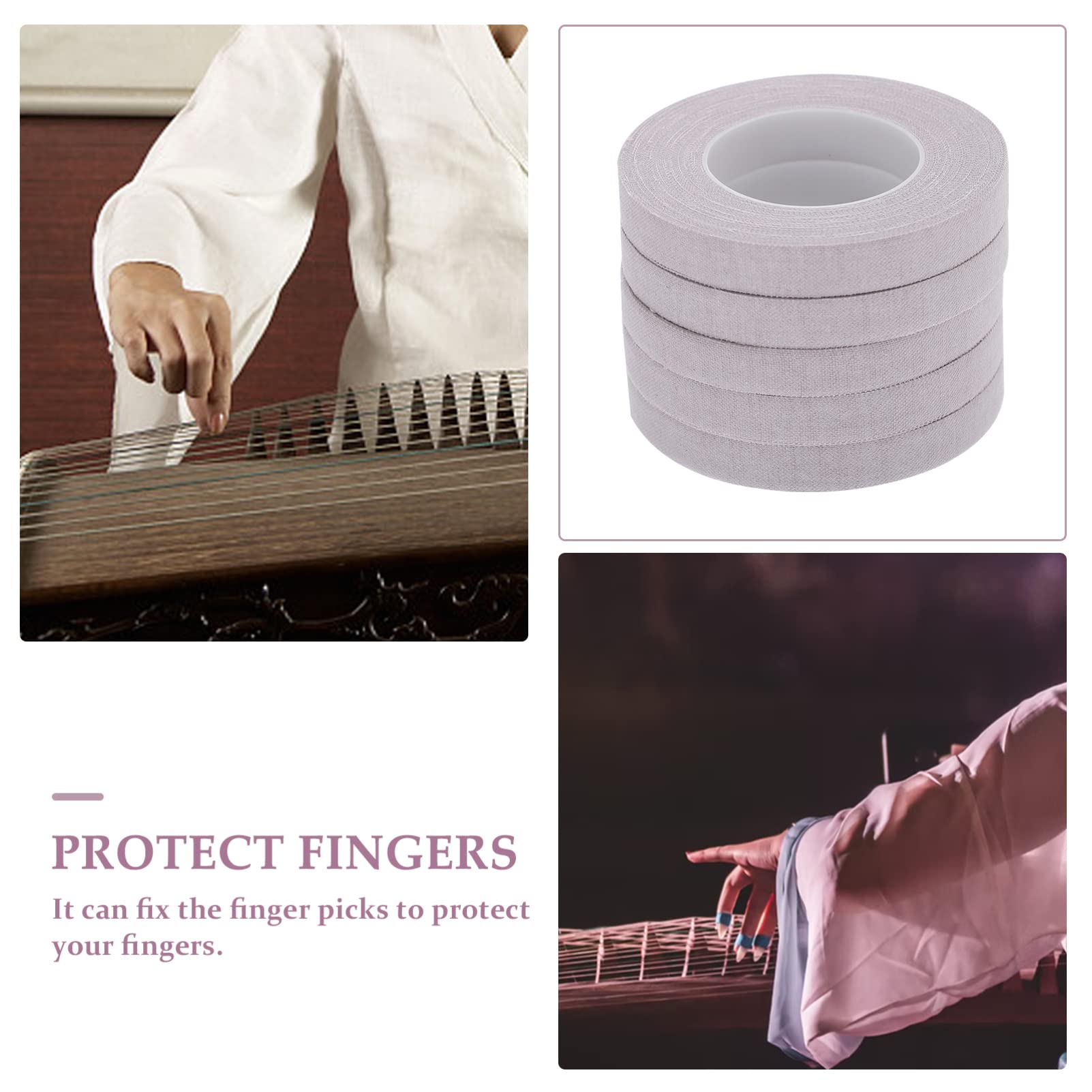 5 Rolls Guzheng Tape Strapping Tape - Banjo Guitar Ukulele Finger Tape, Wear-Resistant Purple Adhesive Handguard Tape for Musicians - Perfect for String Instrument Protection & Practice