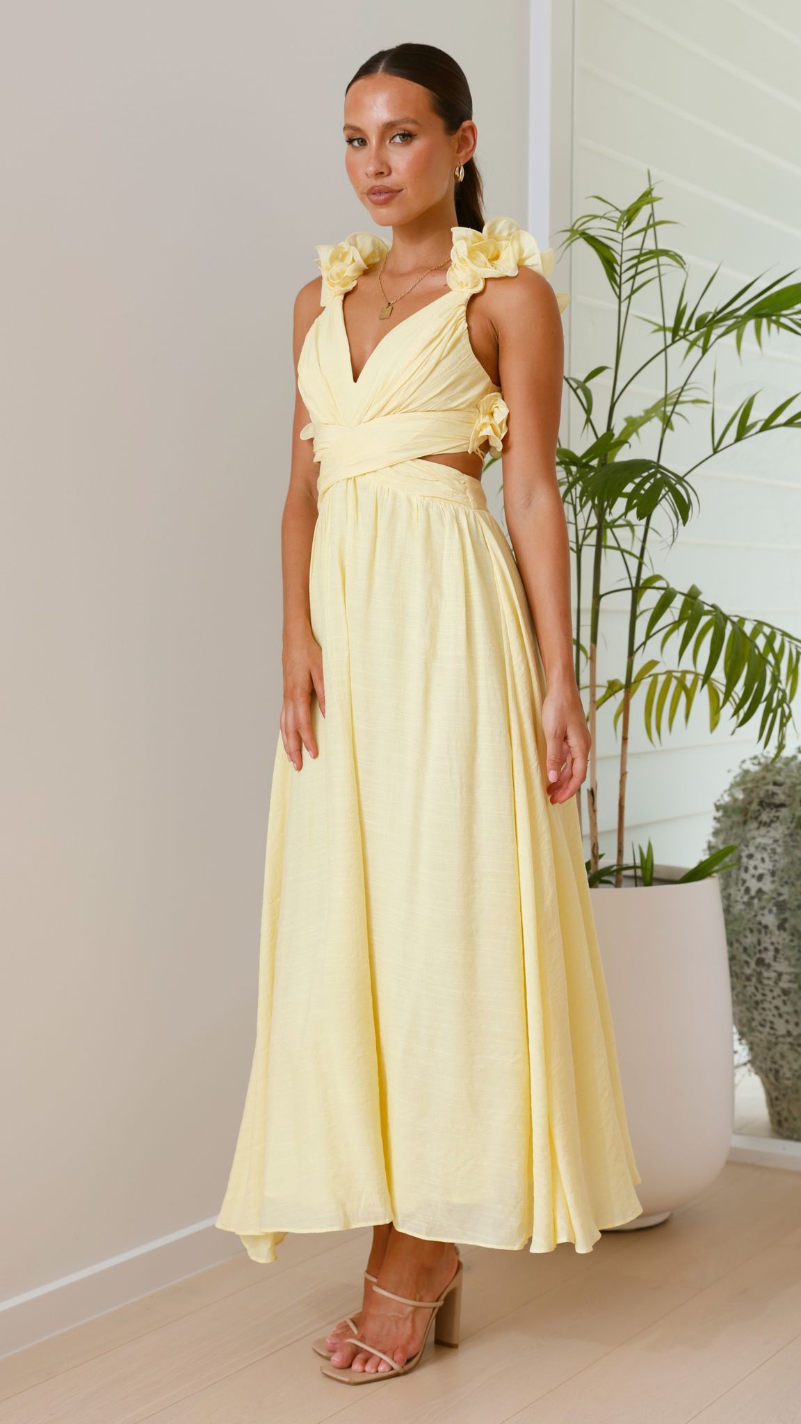Galilhai Maxi Dress for Women - Flowy Long Summer Dress in Yellow | Perfect for Beach, Vacation & Casual Outings