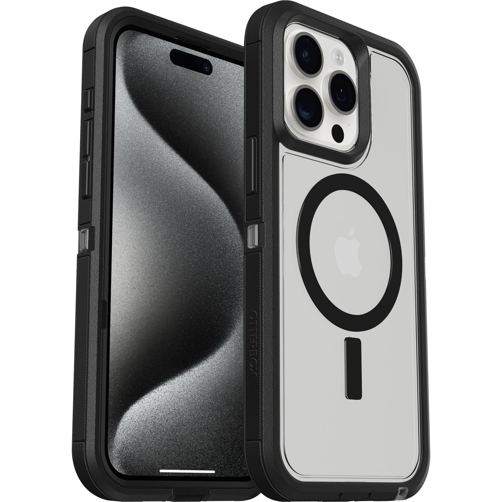 OtterBox Defender XT Case for iPhone 15 Pro Max - MagSafe Compatible, Military-Grade Shockproof & Drop Proof Protection (5x Tested), Ultra-Rugged Clear/Black Design - Perfect for Outdoor Adventures, Construction Work & Extreme Sports