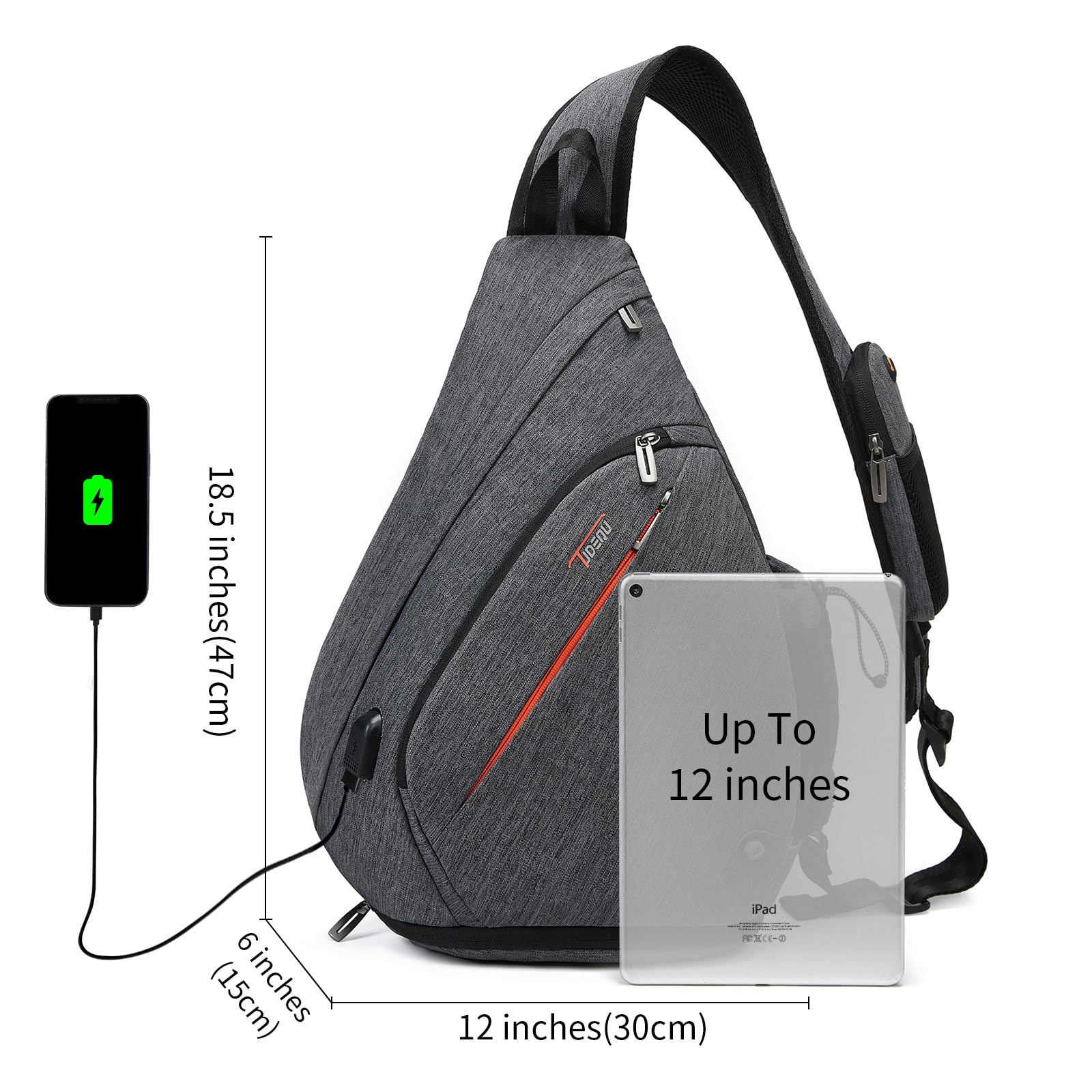 TUDEQU Sling Backpack for Men - 19L Large Crossbody Bag with 8 Pockets - Durable Travel & Hiking Backpack for Outdoor Adventures, Commuting & Daily Use