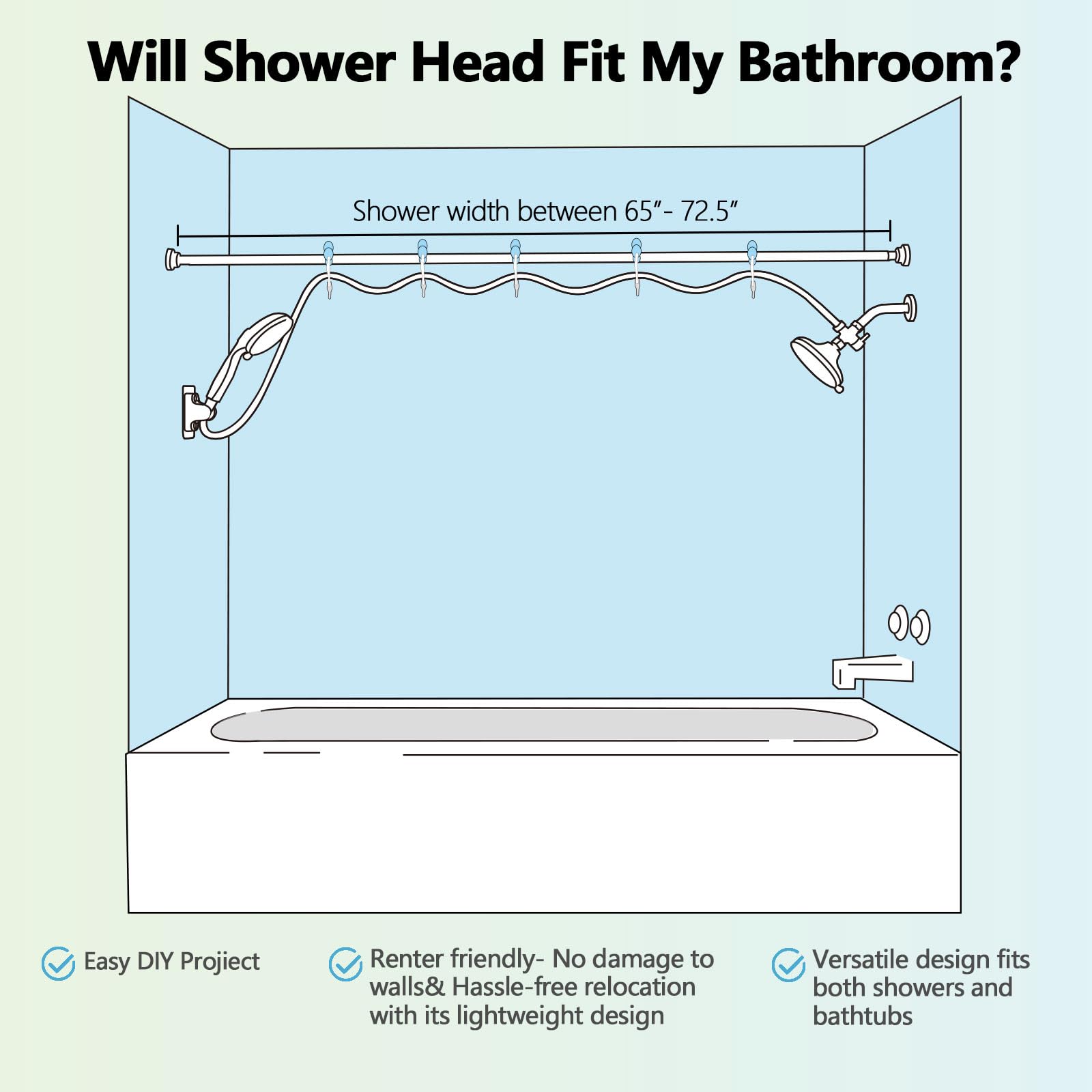 Double Shower Head for Couples - High Pressure Dual Showerhead Combo with Adjustable Height Shower Rod & Hooks - 10-Setting & 9-Setting Handheld Shower Heads in Chrome - Perfect for Master Bathrooms, Spa-Like Showers, and Couples' Relaxation Time