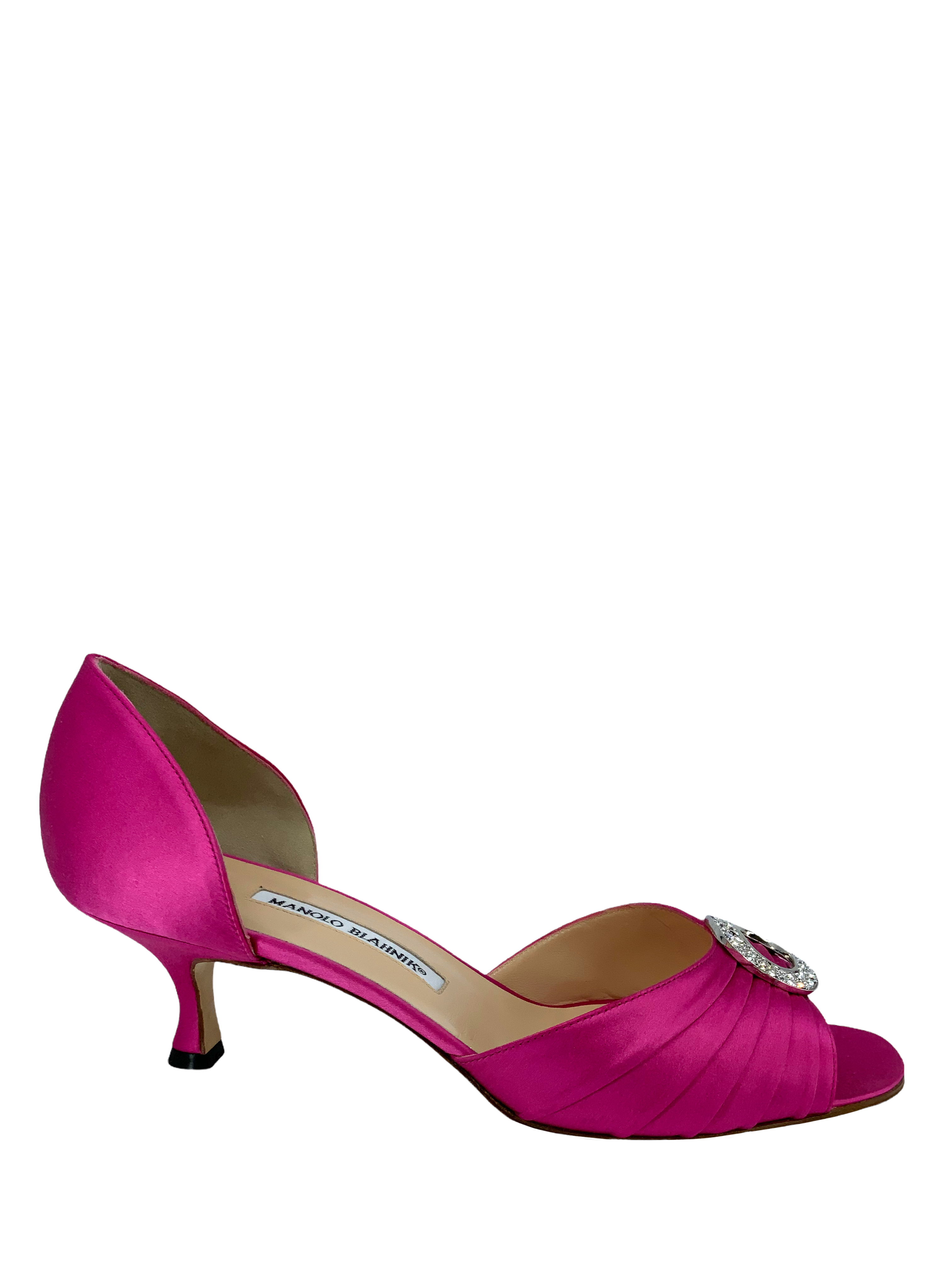 Manolo Blahnik Sedarby Embellished Satin d'Orsay Pumps Women's Size 10.5 - Luxury Evening Heels for Weddings, Parties & Special Occasions