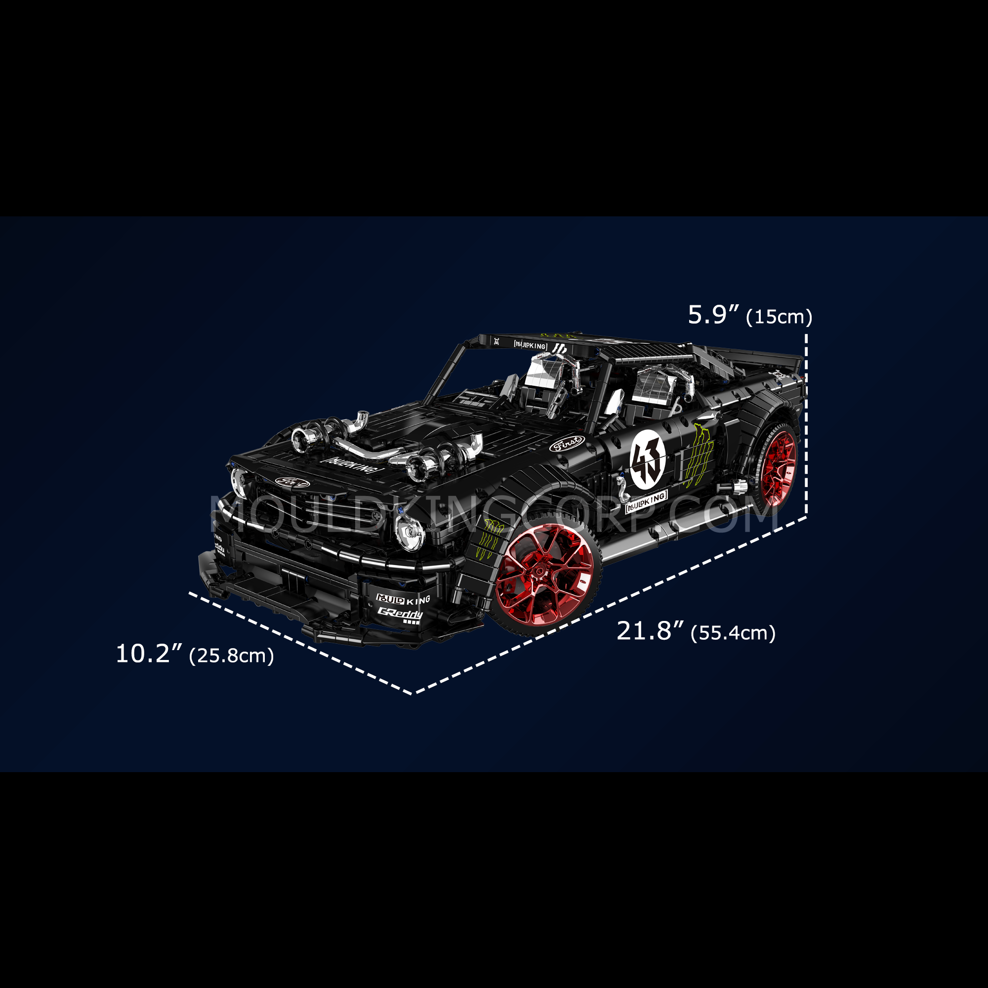 Mould King 13108S Mustang 1,400BHP Remote Control Sports Car Building Blocks Set - 3,201 Pieces | STEM Toy for Kids & Adults | DIY Model Kit for Home Display & Racing Play