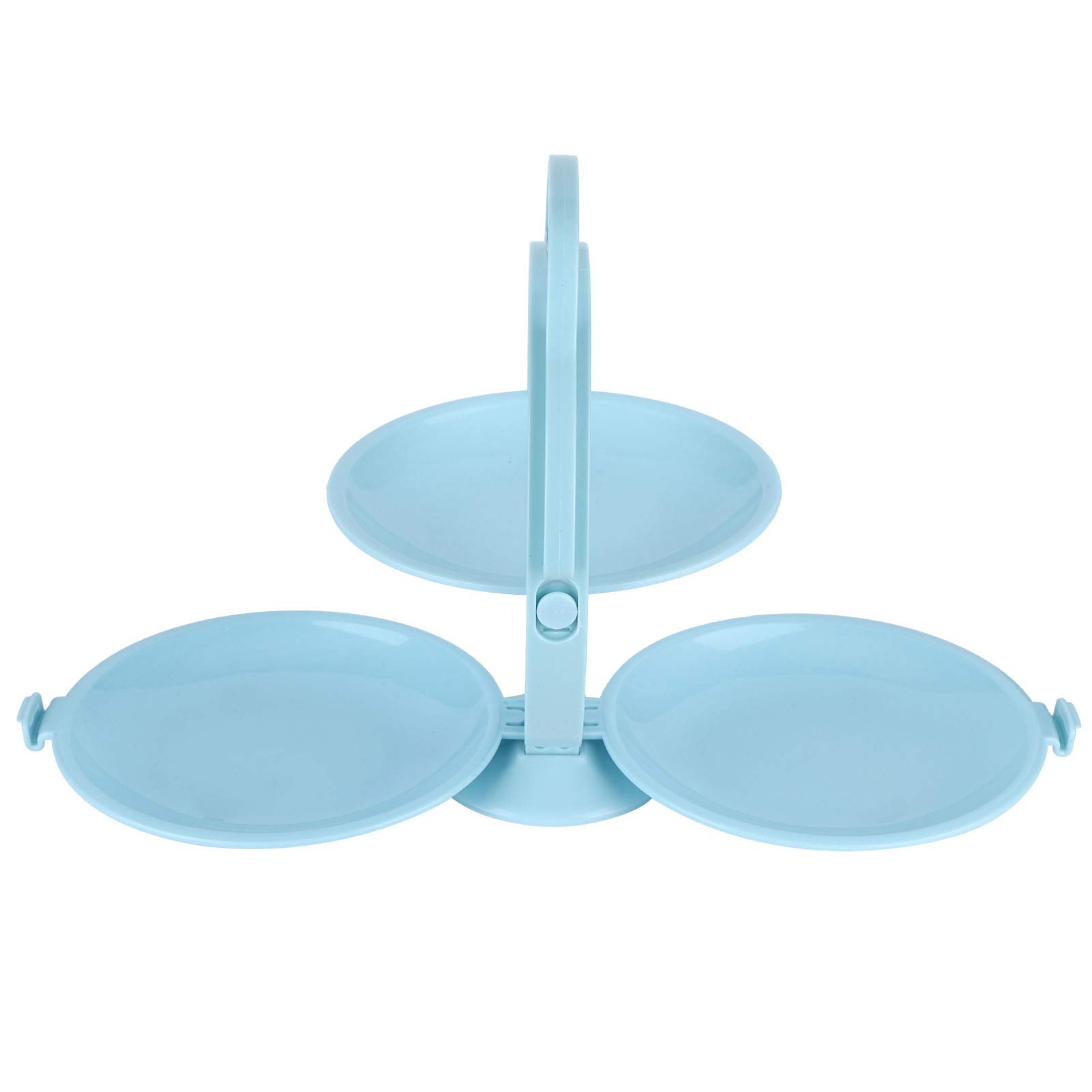 Ladieshow Multi-Layer Foldable Fruit Plate - Blue PP Snack Cake Dessert Display Stand for Kitchen, Party, Picnic & Home Decor