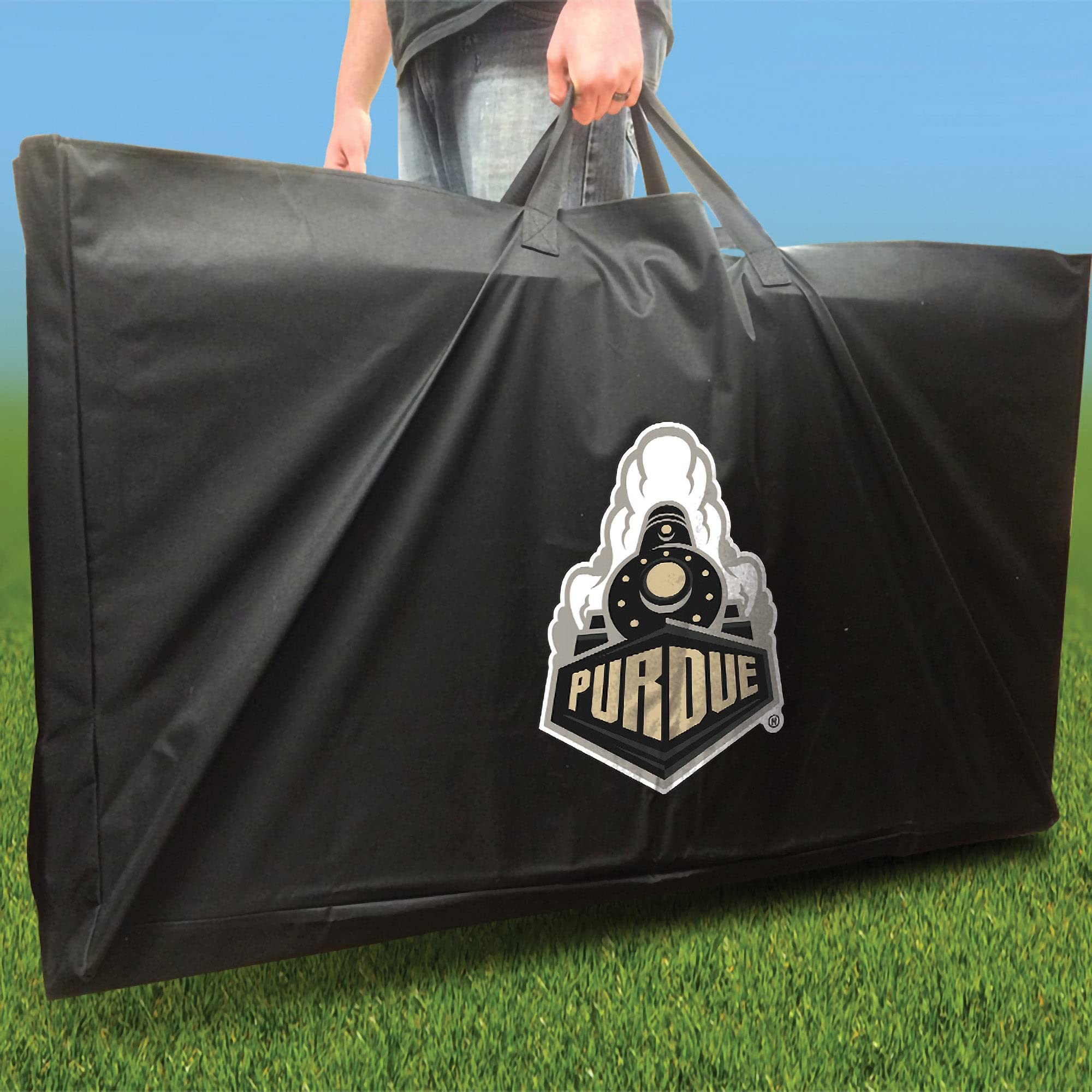 Purdue Swoosh Cornhole Game Set - 2 Premium Boards & 8 Team Logo Bags - Perfect for Tailgating, Backyard Parties, and Outdoor Events