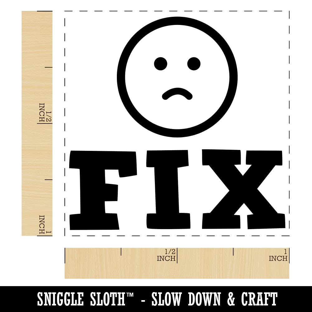 Fix with Frown Face Teacher Motivation Self-Inking Rubber Stamp - 1 Inch Small Black Ink Stamp for Grading Papers, Classroom Feedback & Student Encouragement