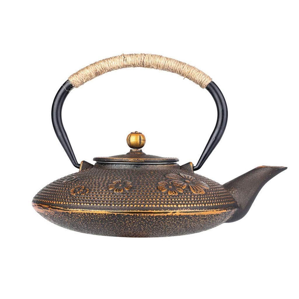 Premium 800ML Cast Iron Teapot with Stainless Steel Infuser & Trivet Stand - Japanese Style Tetsubin Ceramic Tea Kettle for Loose Leaf Tea Brewing - Perfect Gift for Tea Lovers (Gold) - Ideal for Home, Office & Tea Ceremonies