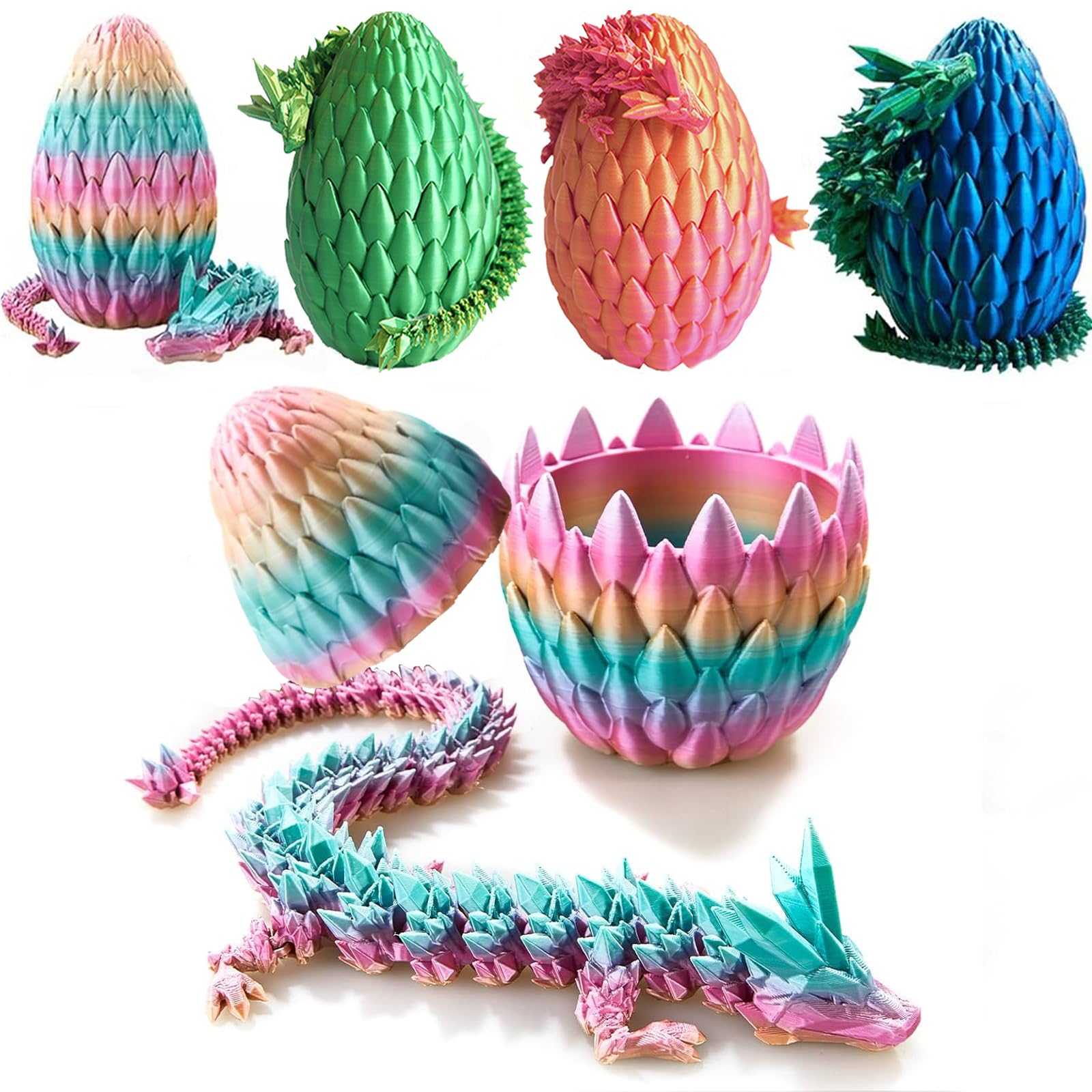 3D Printed Dragon Egg Fidget Toy - Rainbow Desk Decor for Autism/ADHD Relief
