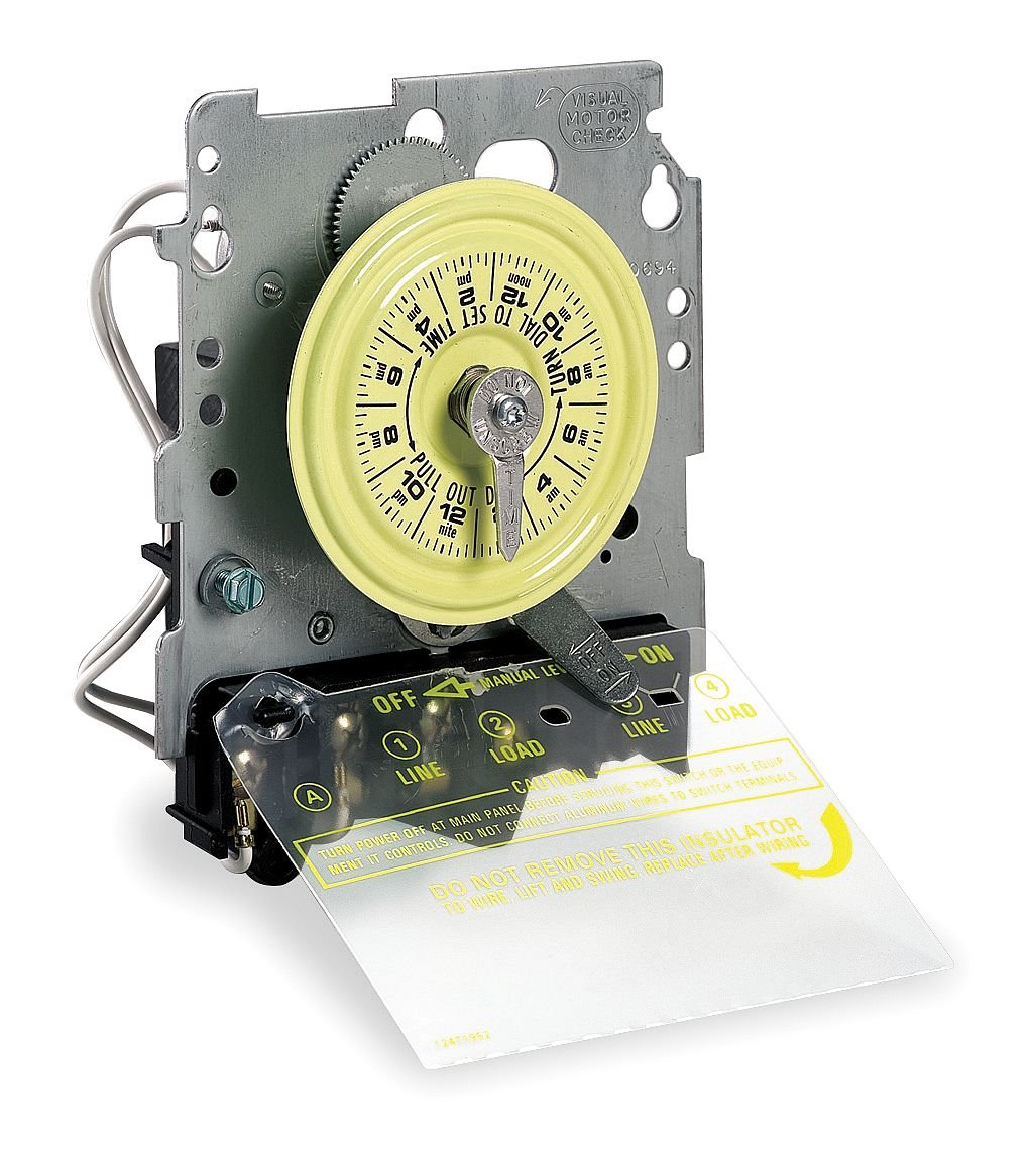 Intermatic T103M 24-Hour Mechanical Timer Switch for Lights, Pumps & Appliances - Perfect for Home, Garden & Pool Automation