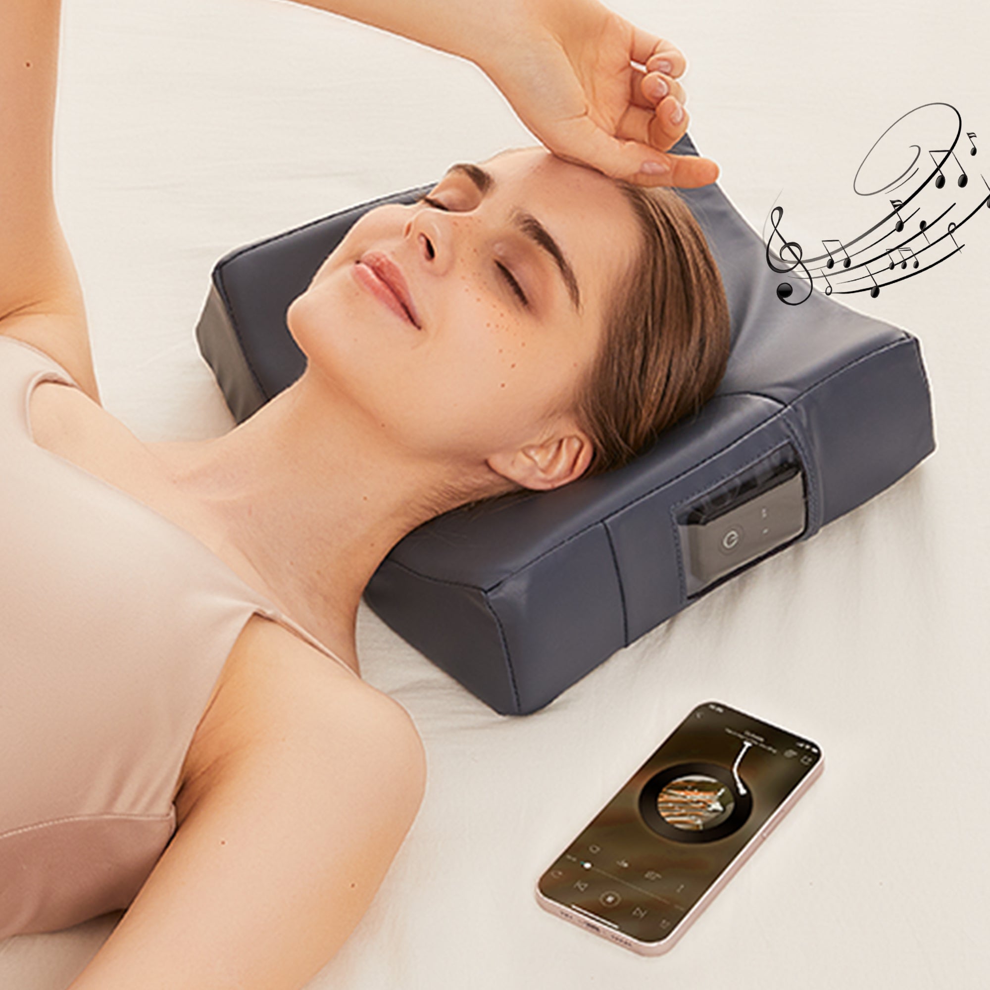 MusicMaster Bluetooth Music Massage Pillow with High Fidelity Sound & Ergonomic Dream Face Cushion - Royal Blue - Perfect for Relaxation, Meditation, Travel & Home Use