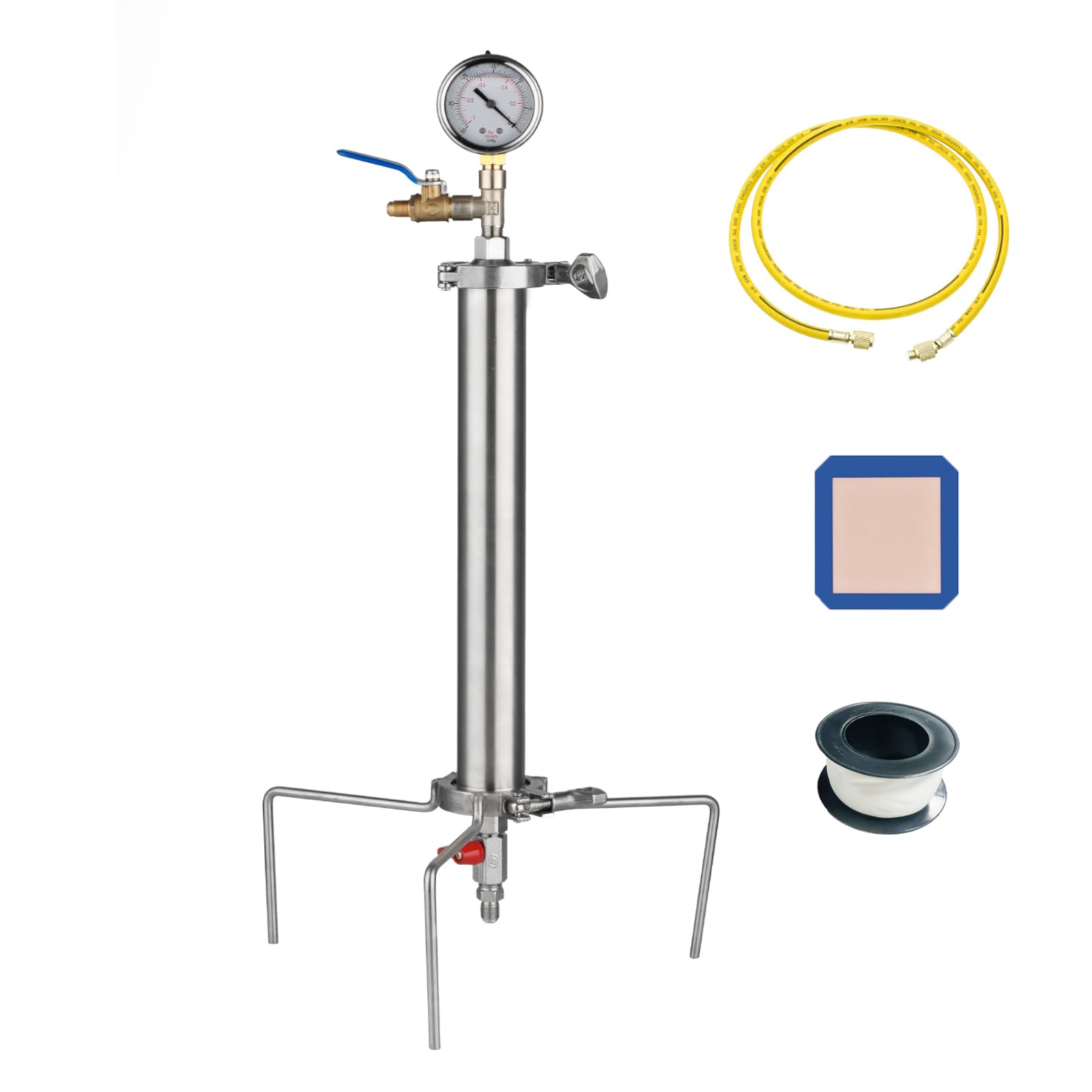 Premium Stainless Steel Vacuum Chamber with Gauge - 90g Closed Loop Extractor Kit with Tripod Stand | Essential Oil Extraction, Plant Processing & Industrial Use | Perfect for Herbalists, DIY Enthusiasts & Commercial Labs