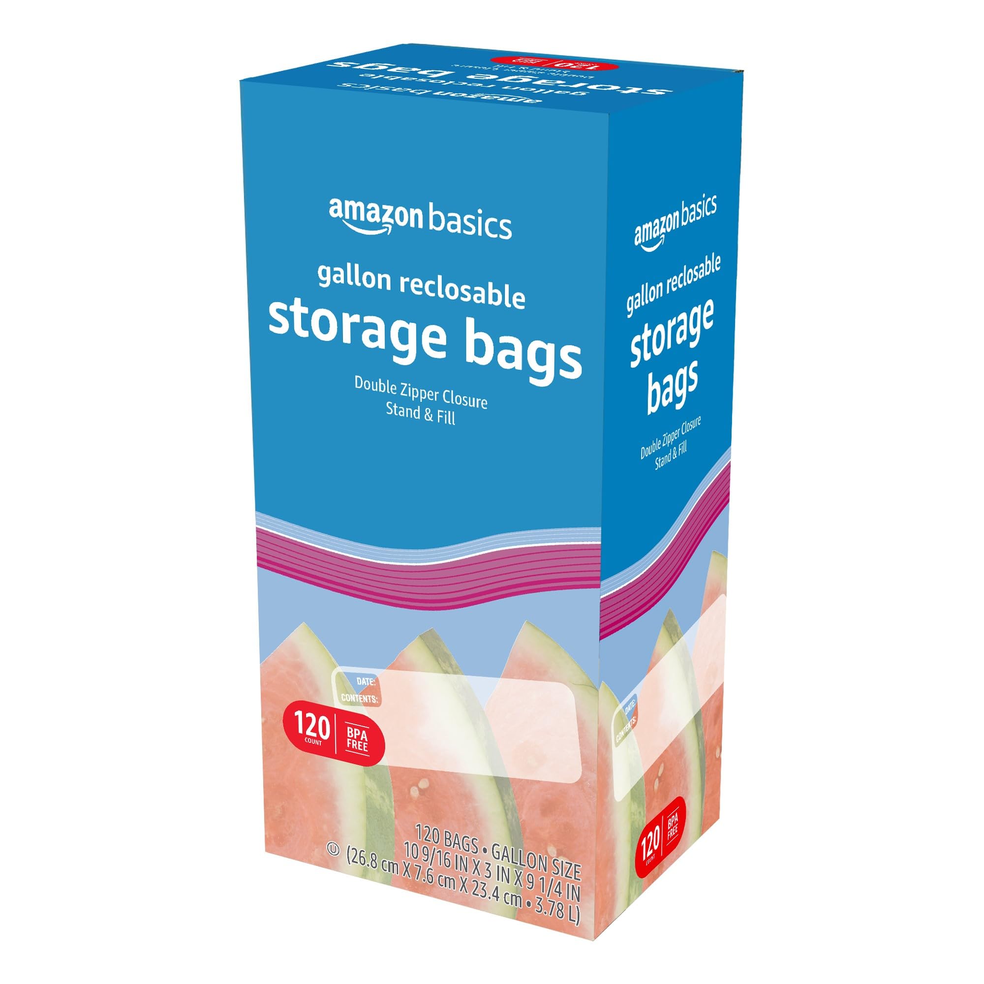 Amazon Basics Gallon Food Storage Bags, 120 Count - Freezer Safe, BPA Free, Heavy Duty Plastic Bags for Meal Prep, Leftovers & Bulk Food Storage - Perfect for Home, Kitchen & Camping Use