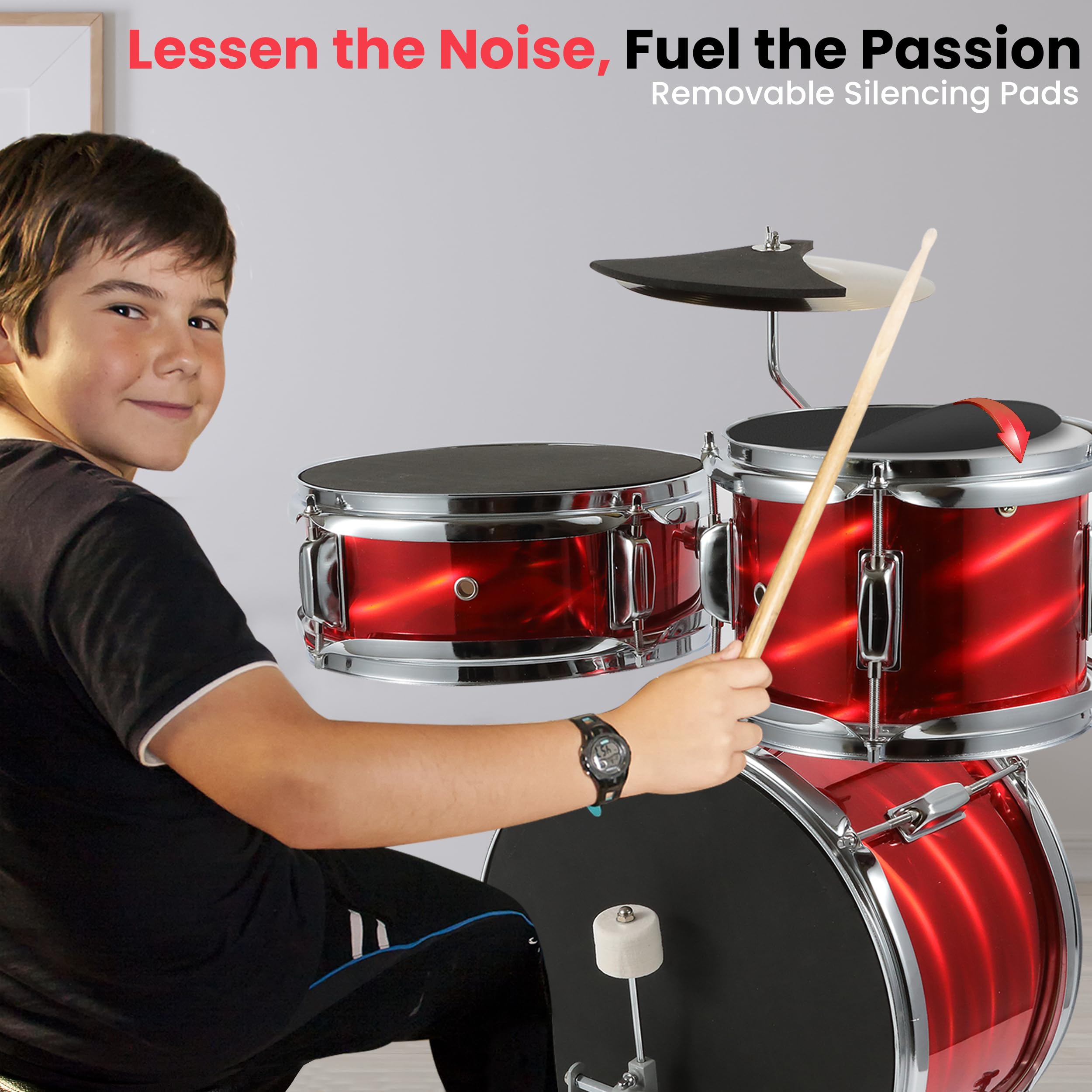 **Pyle Kids Drum Set - 3-Piece Beginner Junior Drum Kit with 13