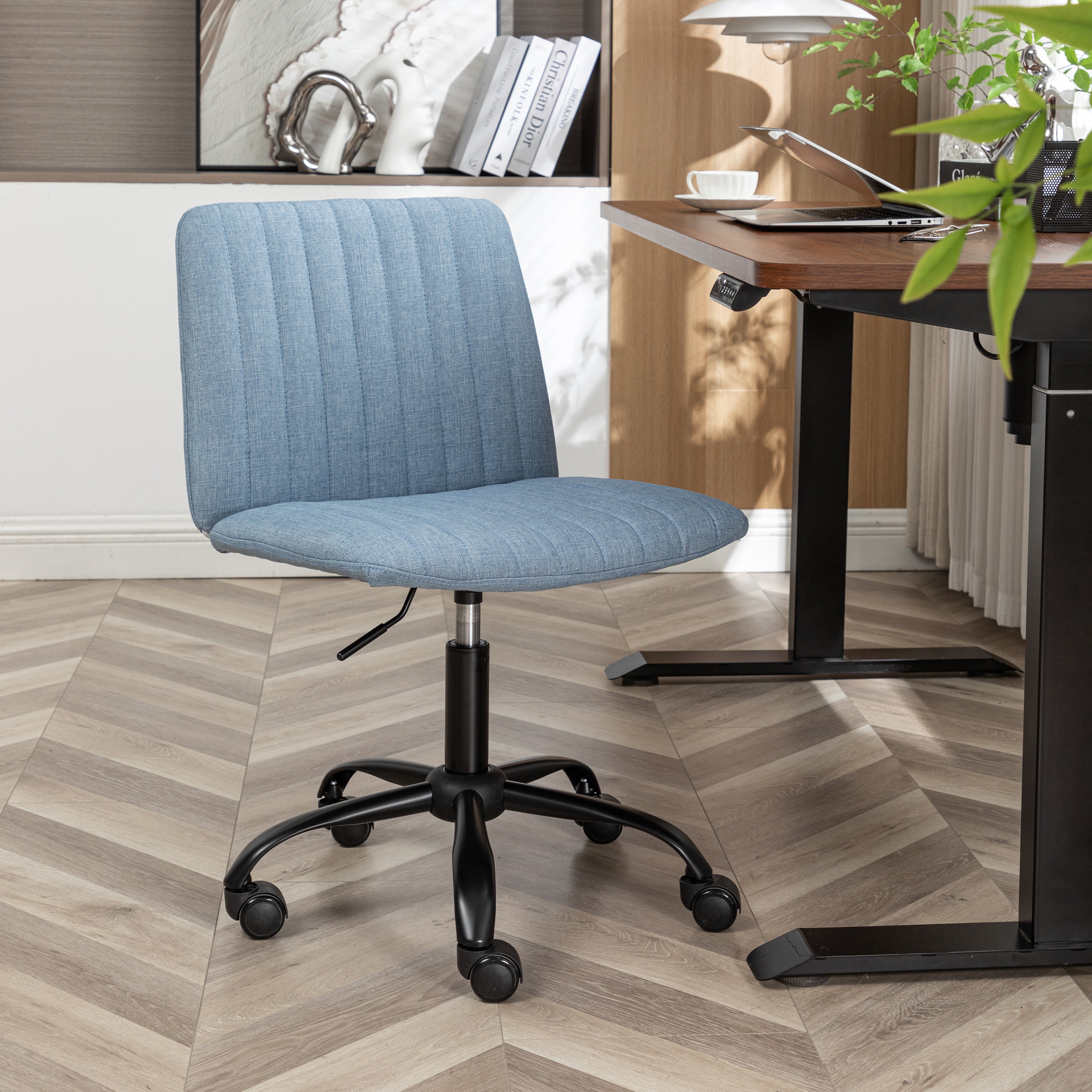 Roundhill Furniture Masar Fabric Swivel Office Chair - Ergonomic Desk Chair with Adjustable Height & Lumbar Support for Home & Office Workspace