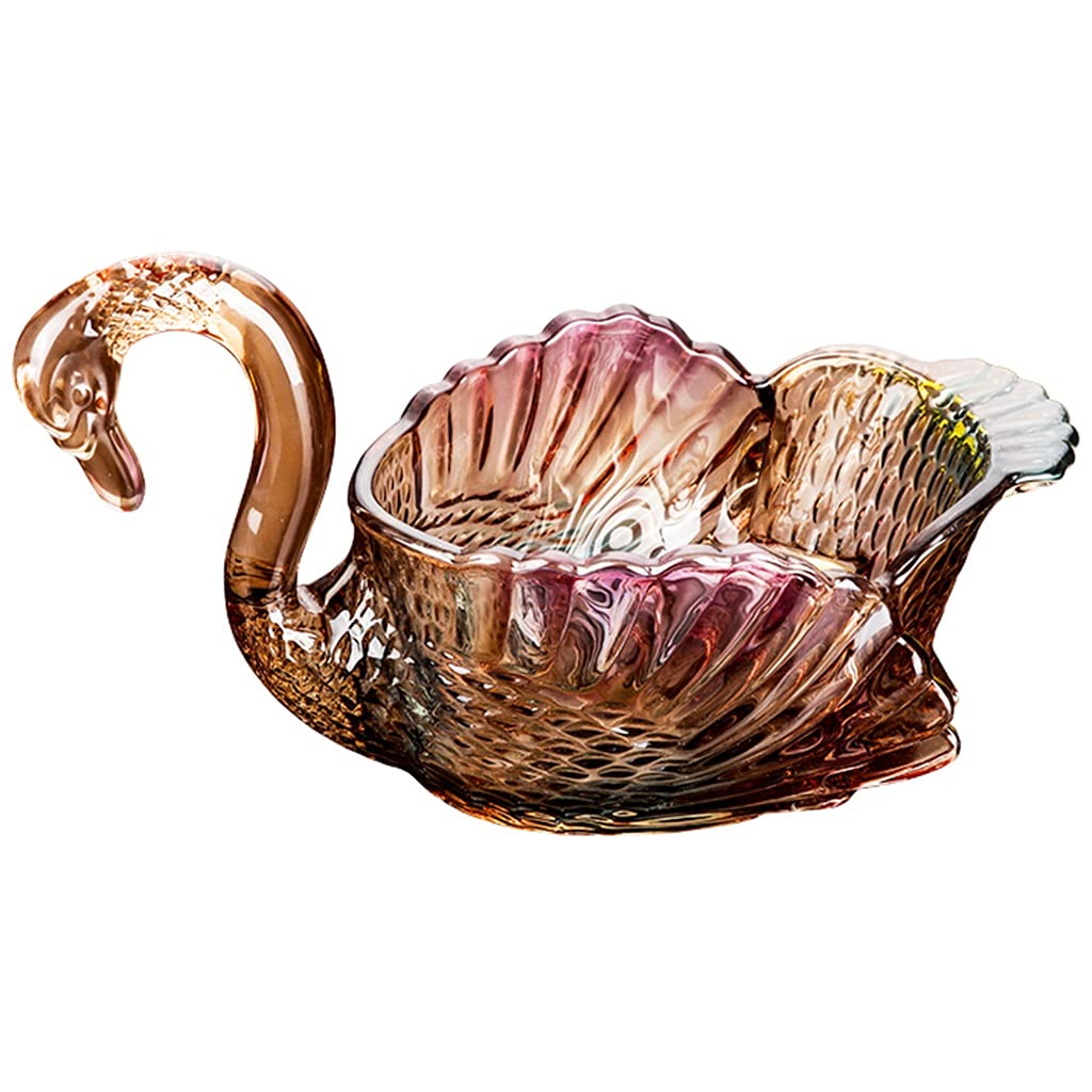 Swan Crystal Glass Compote Bowl - Elegant European Style Snack & Candy Dish for Dried Fruits, Bread, Vegetables | Modern Home Decor for Living Room, Coffee Table, Dining Table | Perfect for Parties, Afternoon Tea & Fruit Display