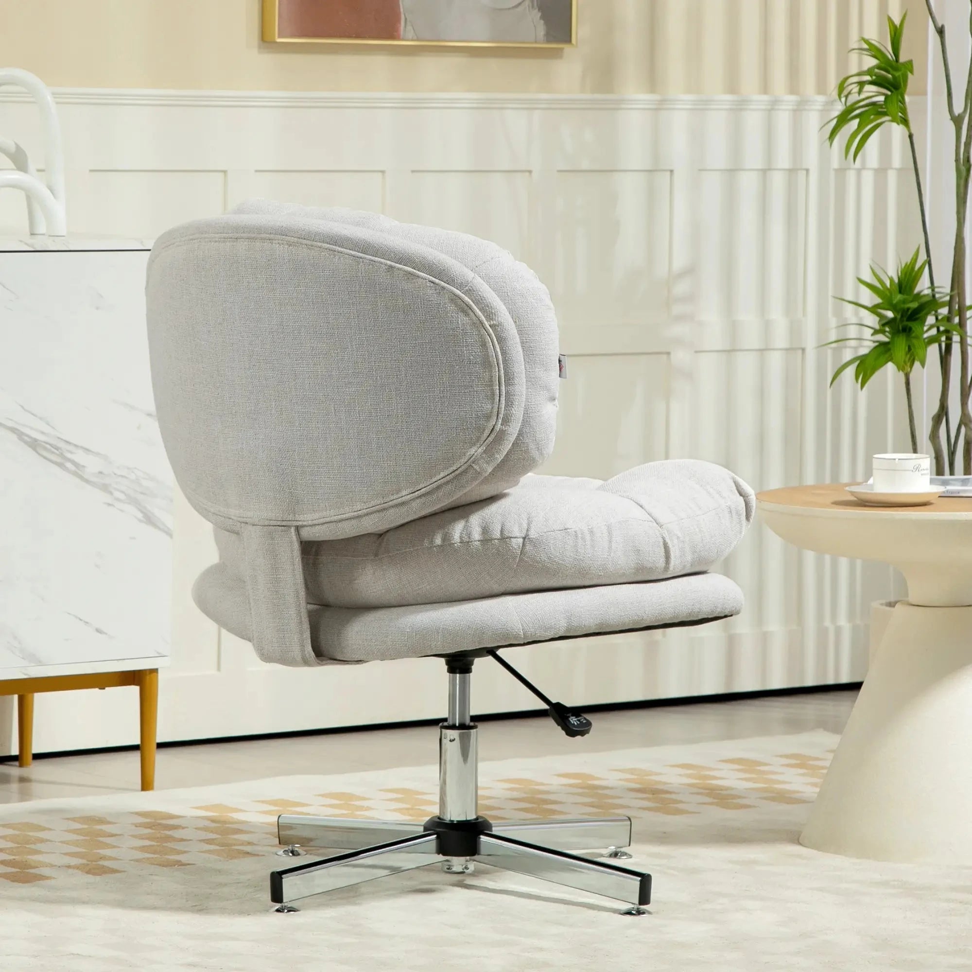 Ergonomic Armless Office Chair with Wide Padded Seat - Adjustable Height Task Chair for Home & Office - Available in Black & Gray - Perfect for Small Spaces, Conference Rooms & Waiting Areas