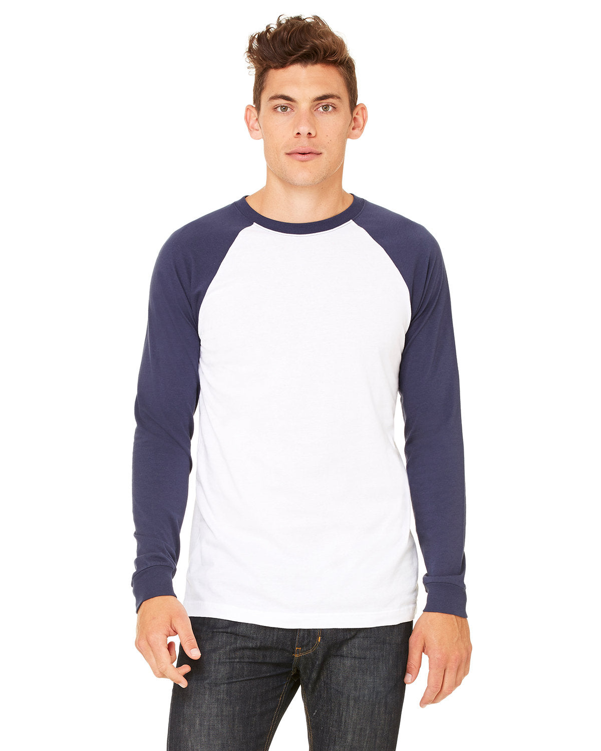 Bella + Canvas 3000C Men's Soft Cotton Long Sleeve Baseball Jersey T-Shirt - Comfortable Crew Neck Tee for Casual Wear, Sports & Team Uniforms