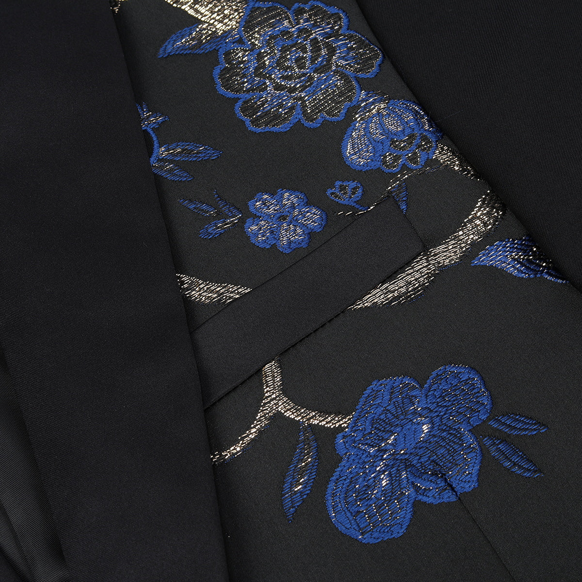 2 Piece Slim Fit Embroidered Blue Floral Suit for Men - Formal Wedding & Business Attire - Lightweight Summer Office Suit Set