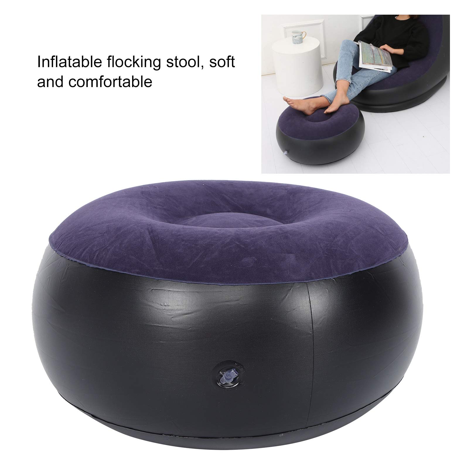 **Inflatable Chair for Outdoor & Indoor Use - Portable Round Air Chair with Flocking Stool & Footrest Cushion - Perfect for Home, Office, Travel, Camping & Beach Relaxation**