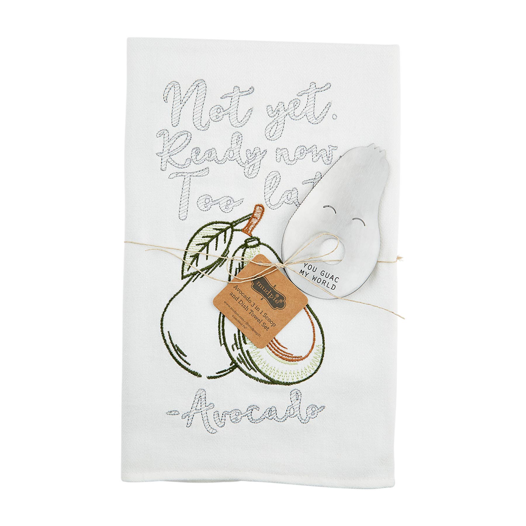 Organic Cotton Avocado Kitchen Towel Set with Hanging Loop - Soft Absorbent Dish Cloths for Cooking, Baking & Home Decor - 2 Pack