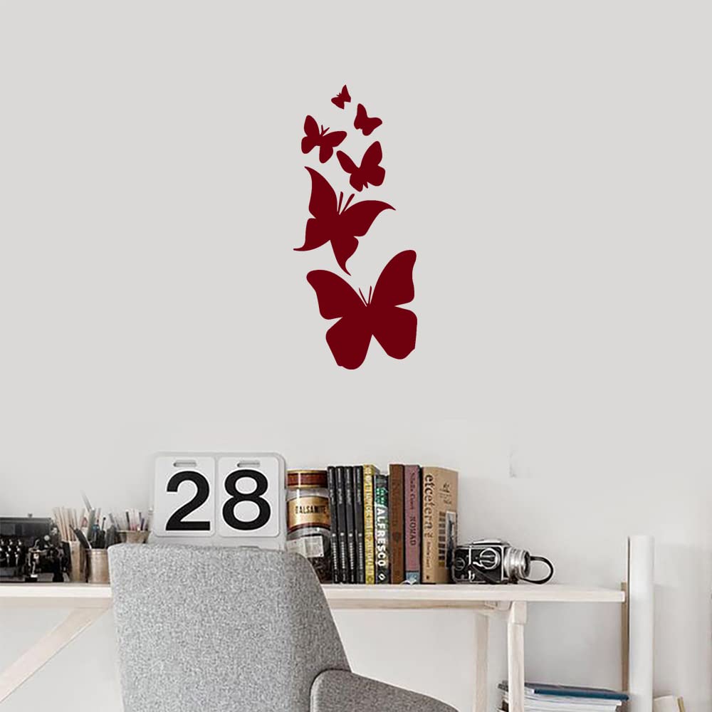 Premium Waterproof Vinyl Butterfly Decal Stickers (Burgundy, Set of 2) - Laptop, Phone, Helmet, Car Window, Mug, Wall Decor - Ideal for Home, Office & Personal Accessories Customization